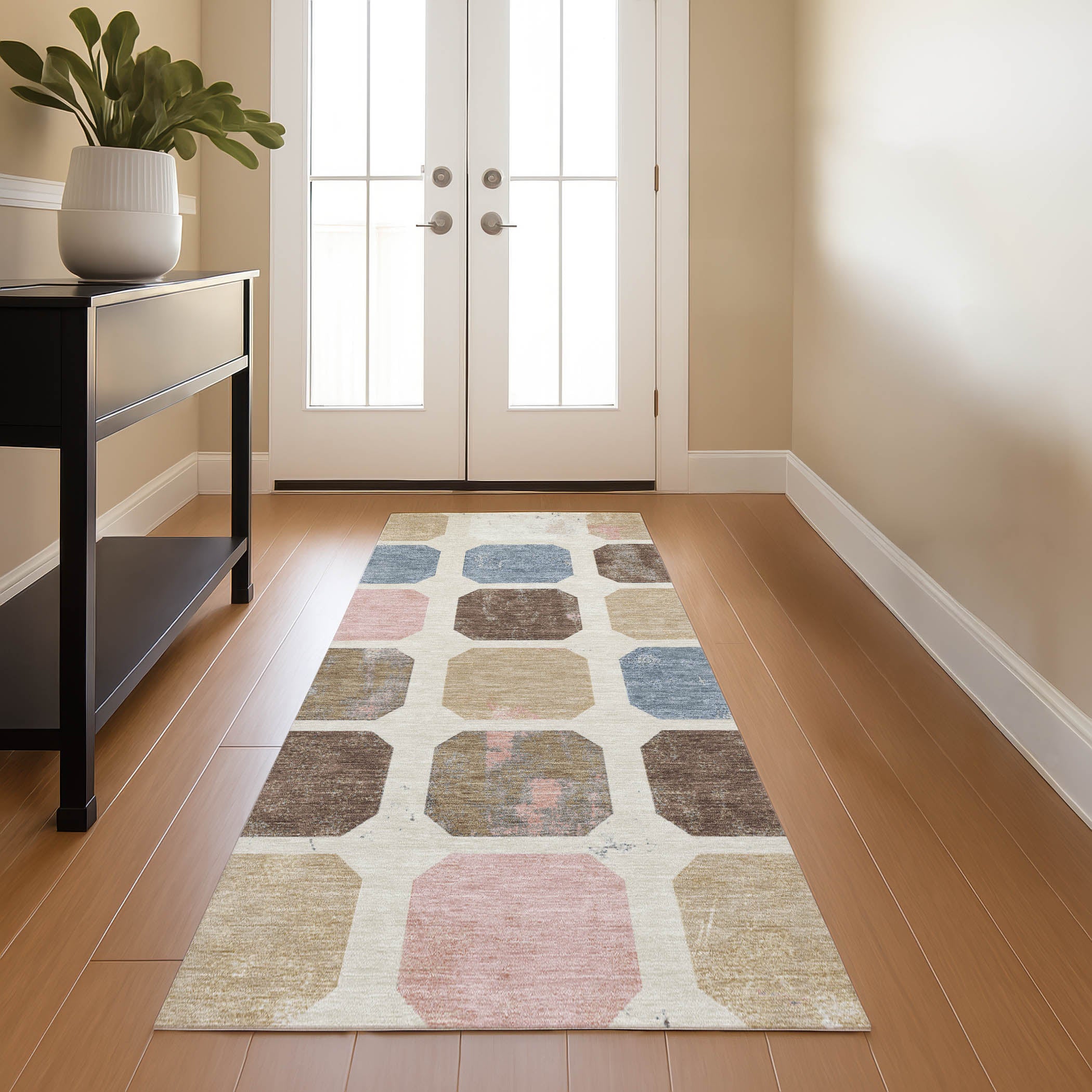 Athens Machine Washable Transitional Linen Ivory Rug 2'3" x 7'6" #shape_Runner
