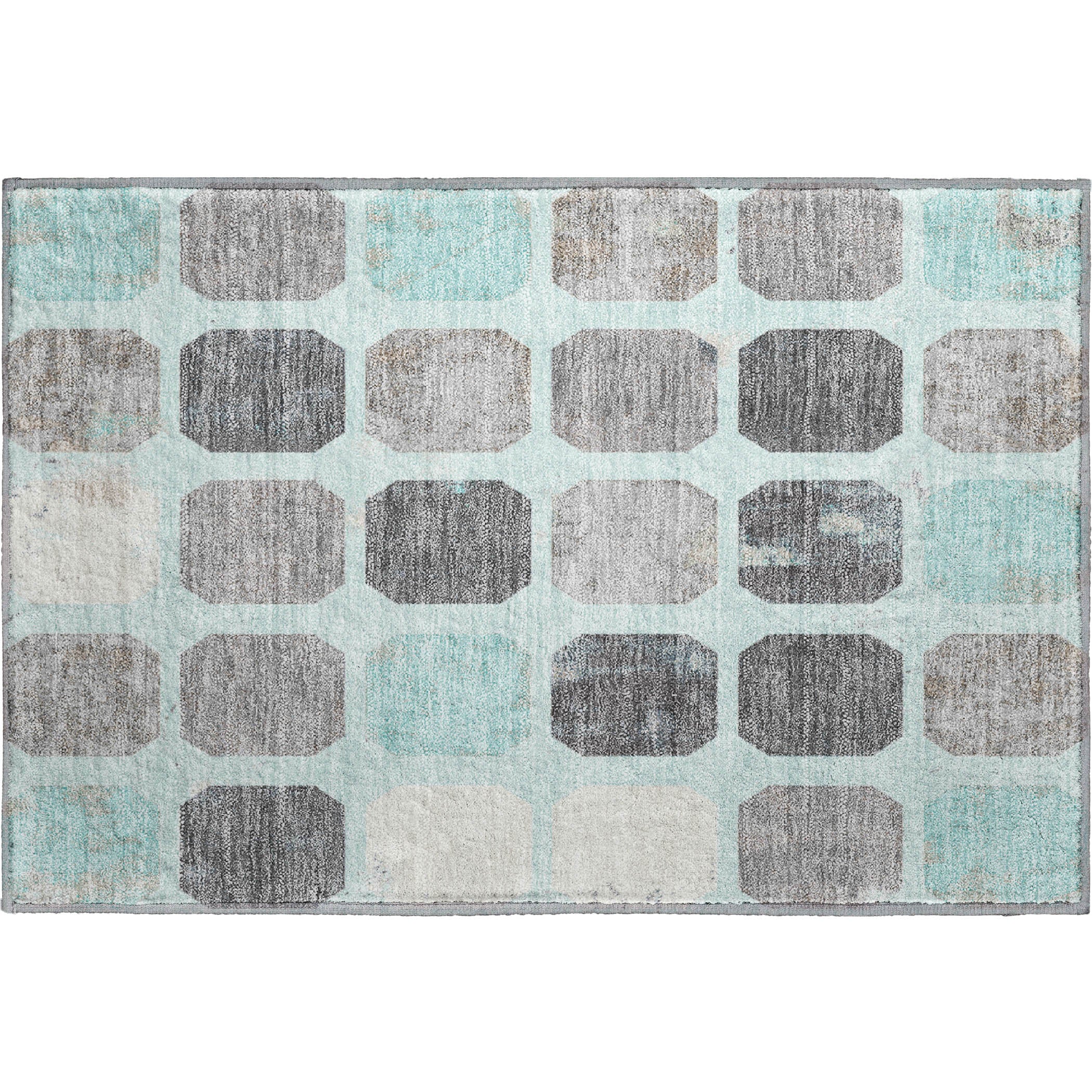 Athens Machine Washable Transitional Teal Rug 1'8" x 2'6" #shape_Rectangle