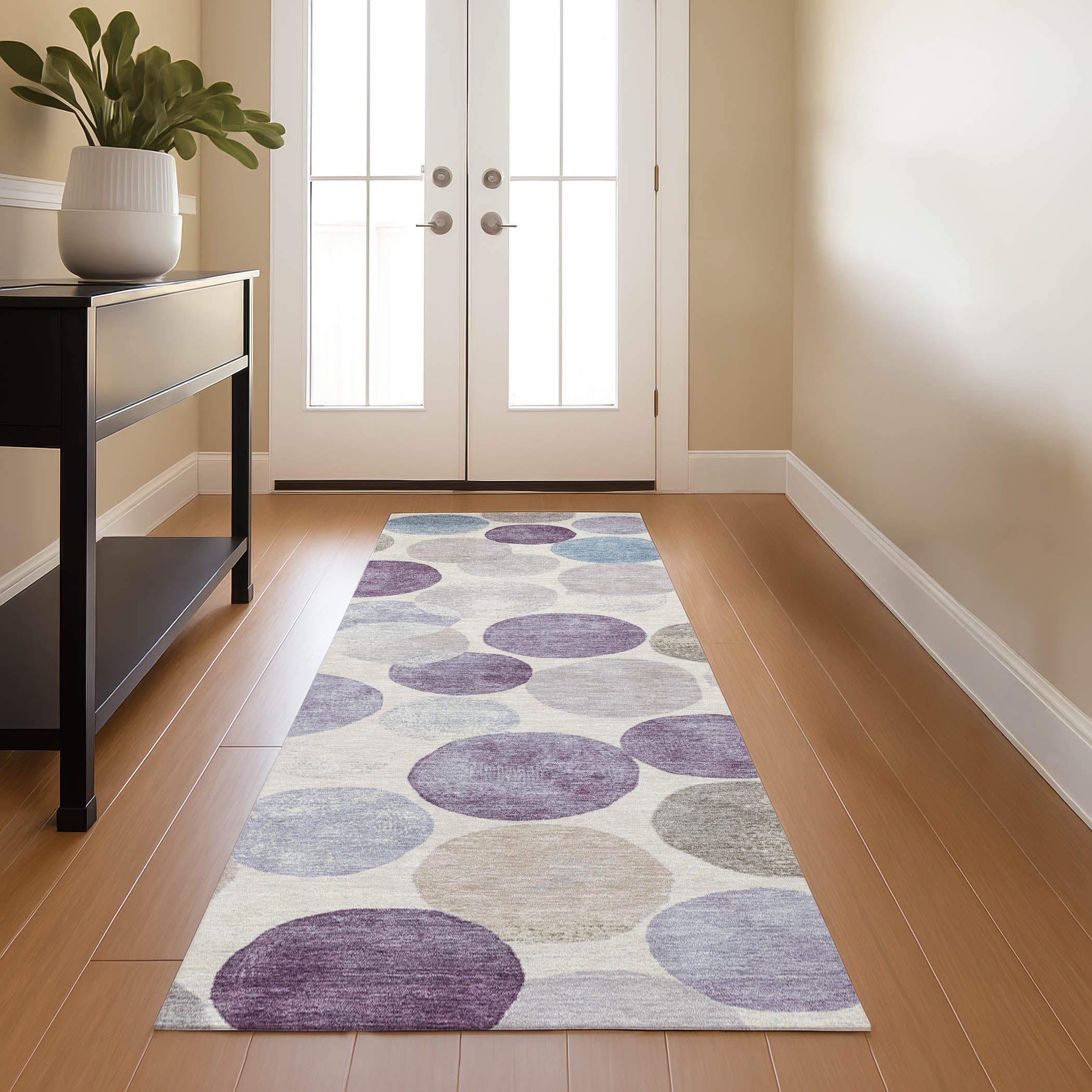 Tallinn Machine Washable Transitional Plum Purple Rug 2'3" x 7'6" #shape_Runner