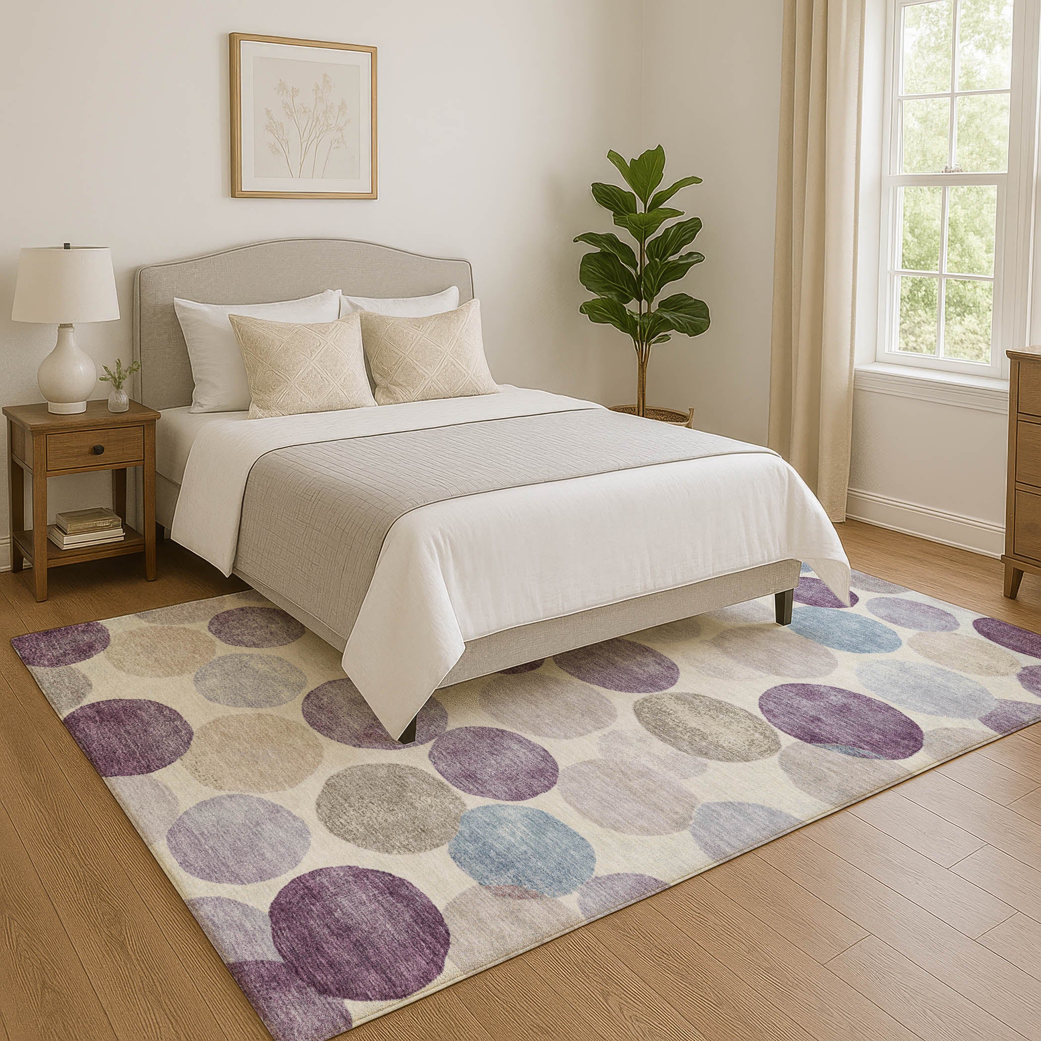 Tallinn Machine Washable Transitional Plum Purple Rug 2'6" x 3'10" #shape_Rectangle