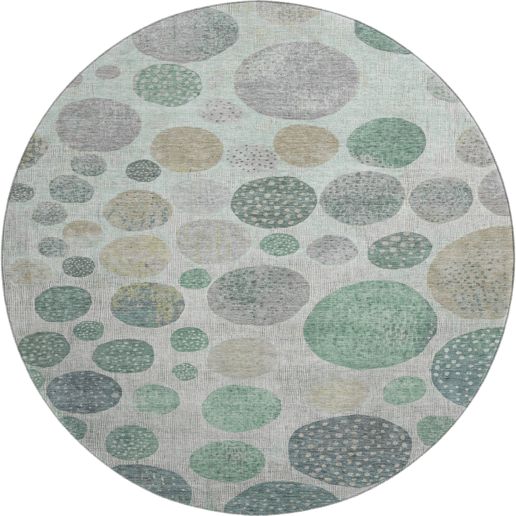 Sintra Machine Washable Transitional Sage Green Rug 8' x 8' #shape_Round