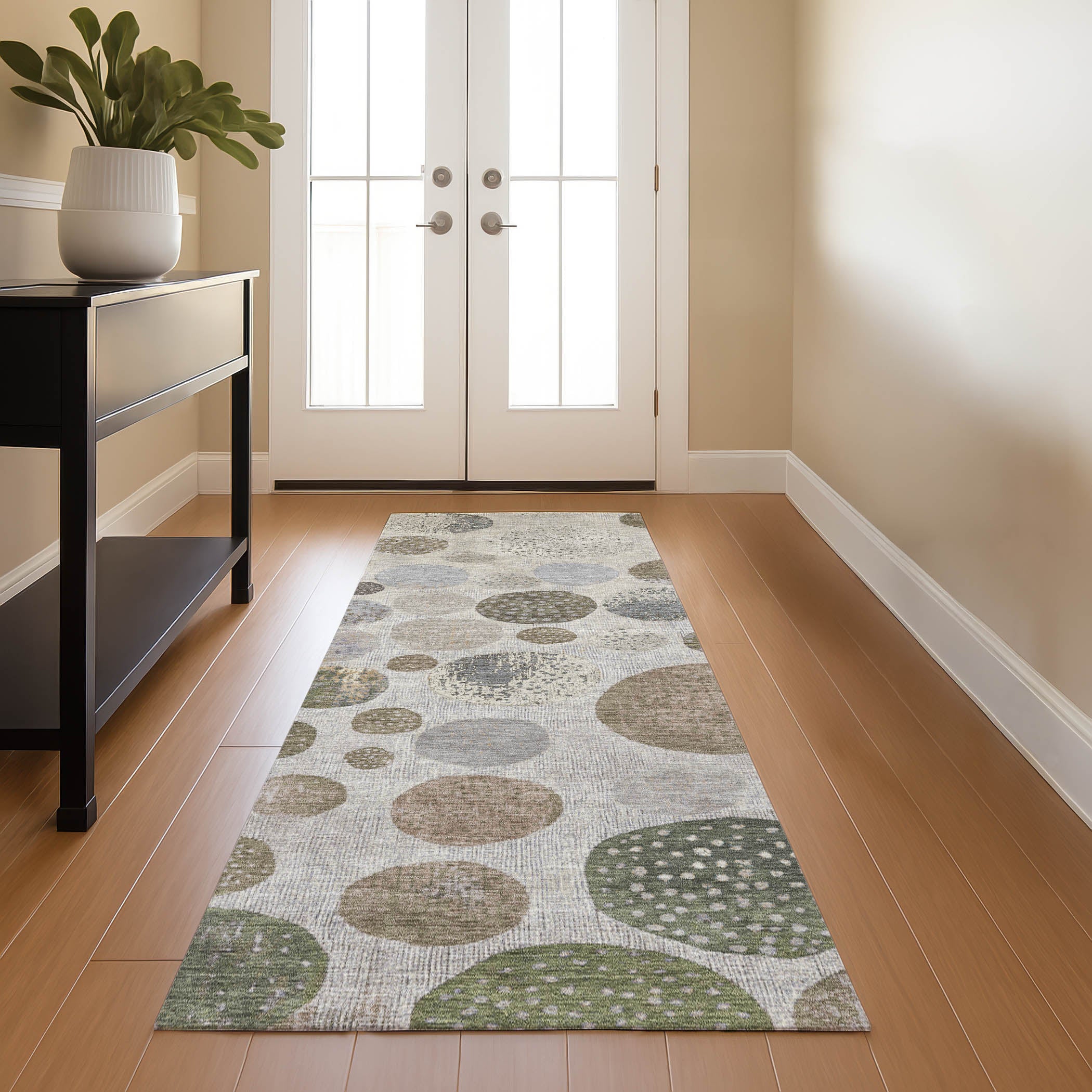Sintra Machine Washable Transitional Taupe Brown Rug 2'3" x 7'6" #shape_Runner