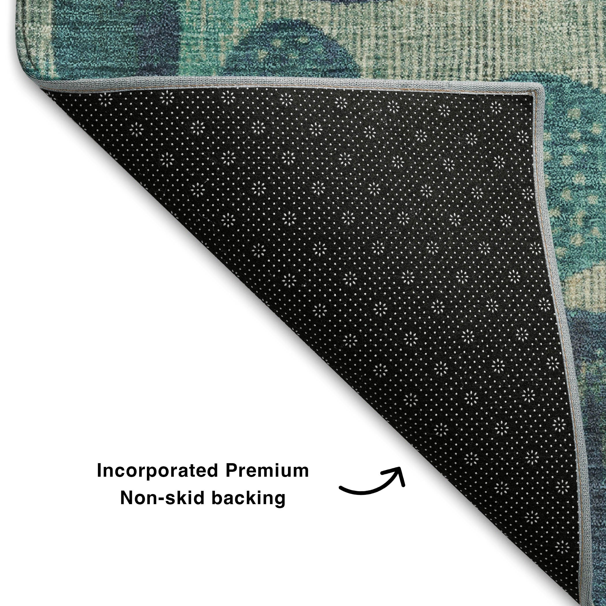 Sintra Machine Washable Transitional Teal Rug 1'8" x 2'6" #shape_Rectangle