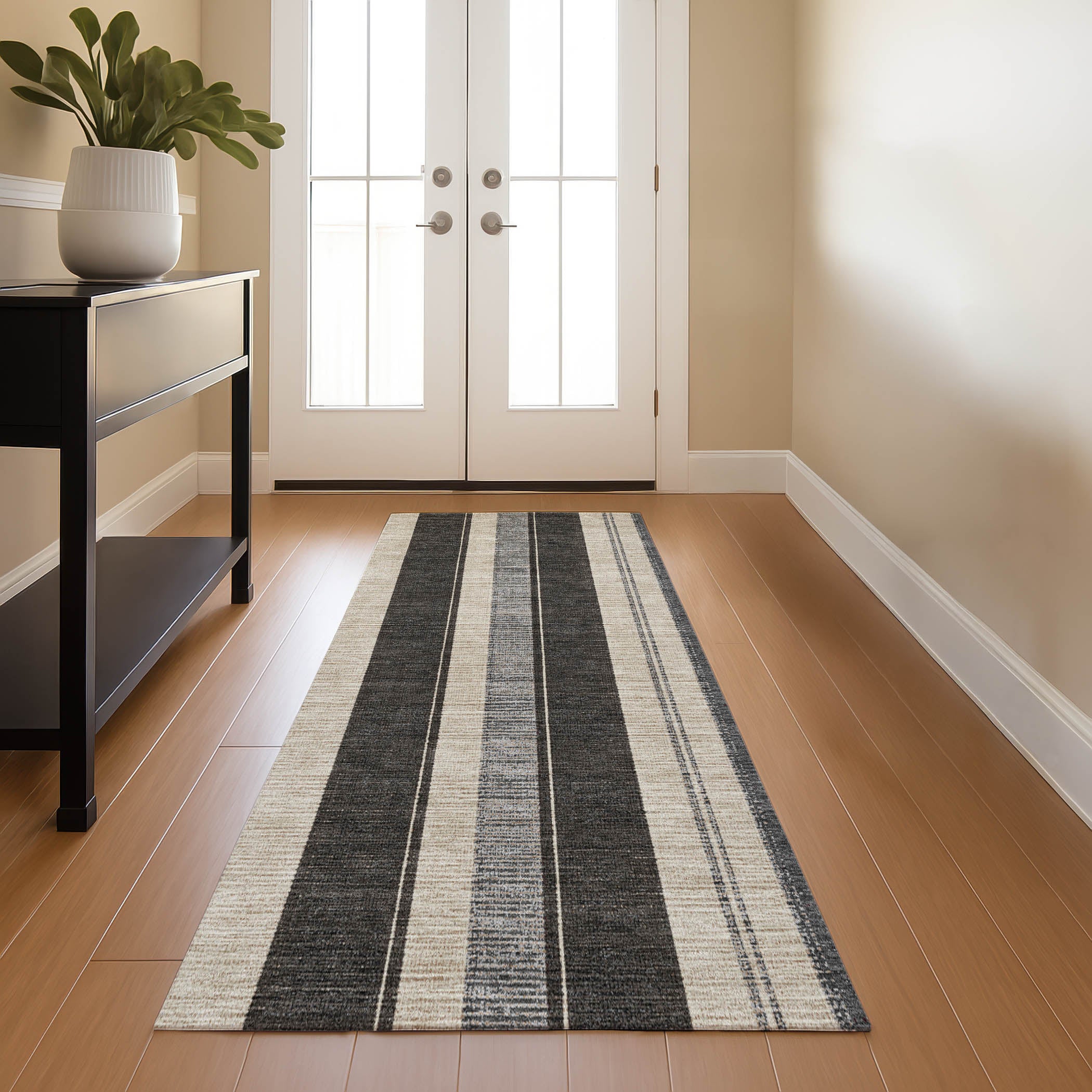 Bogota Machine Washable Transitional Black Rug 2'3" x 7'6" #shape_Runner