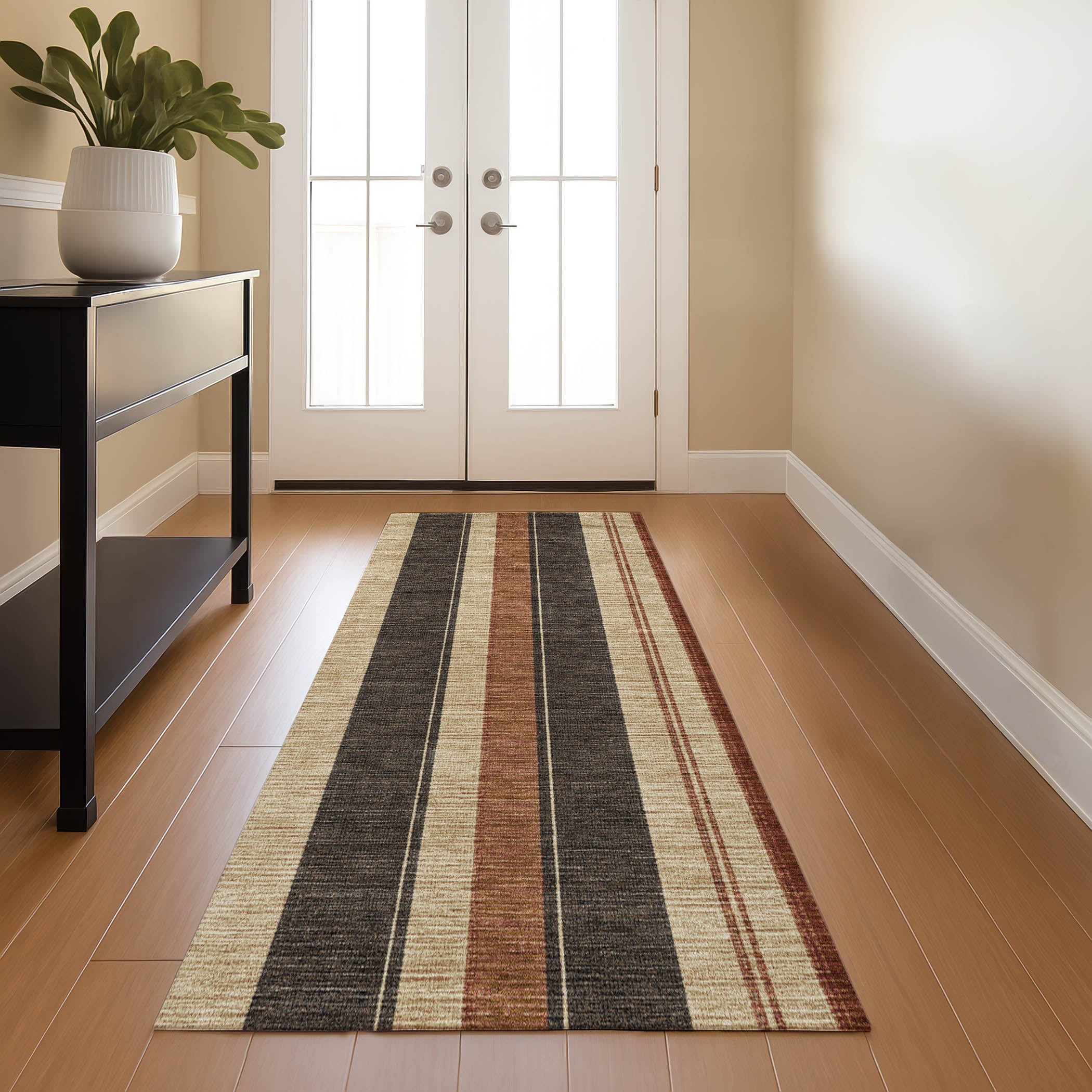 Bogota Machine Washable Transitional Chocolate Brown Rug 2'3" x 7'6" #shape_Runner