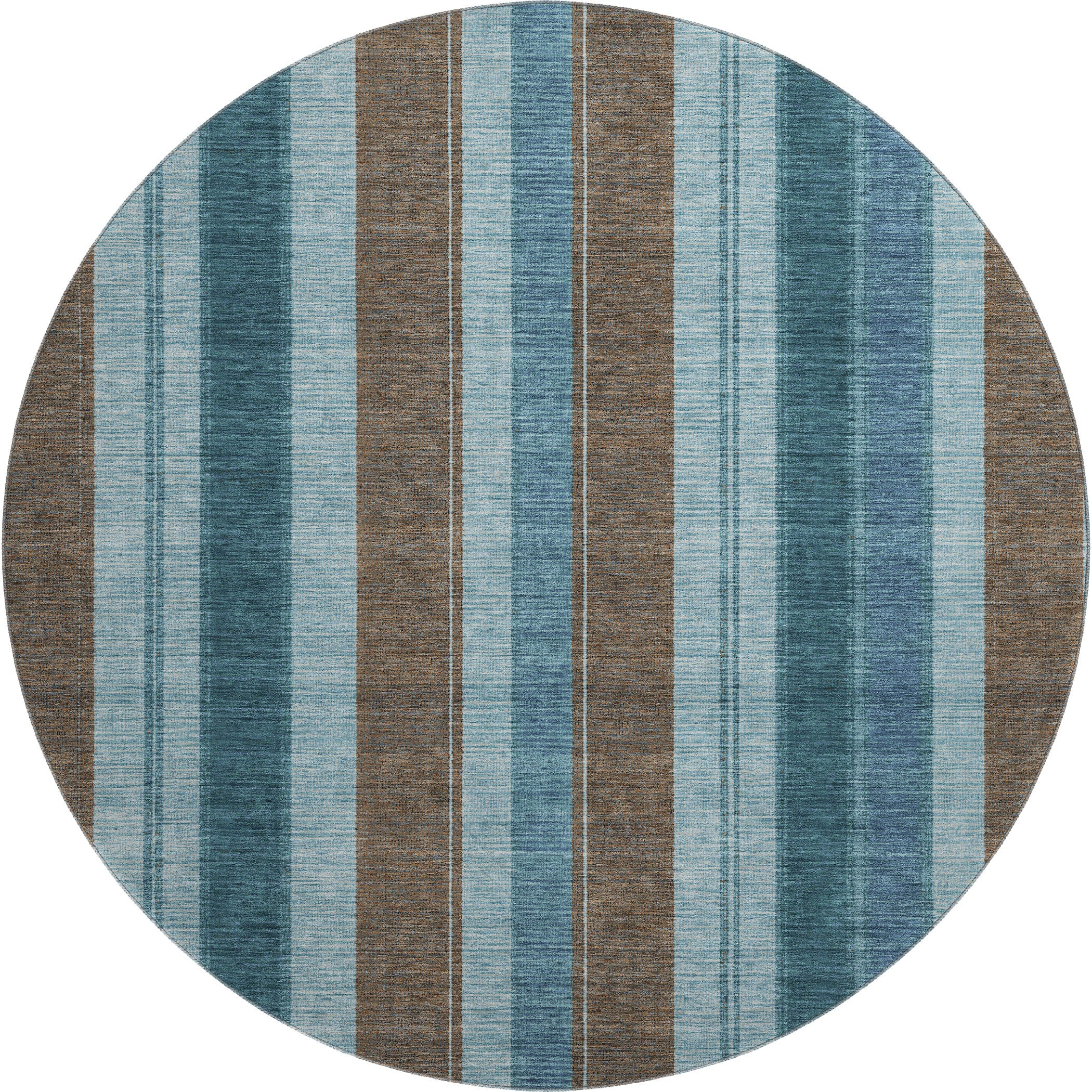 Bogota Machine Washable Transitional Teal Rug 8' x 8' #shape_Round