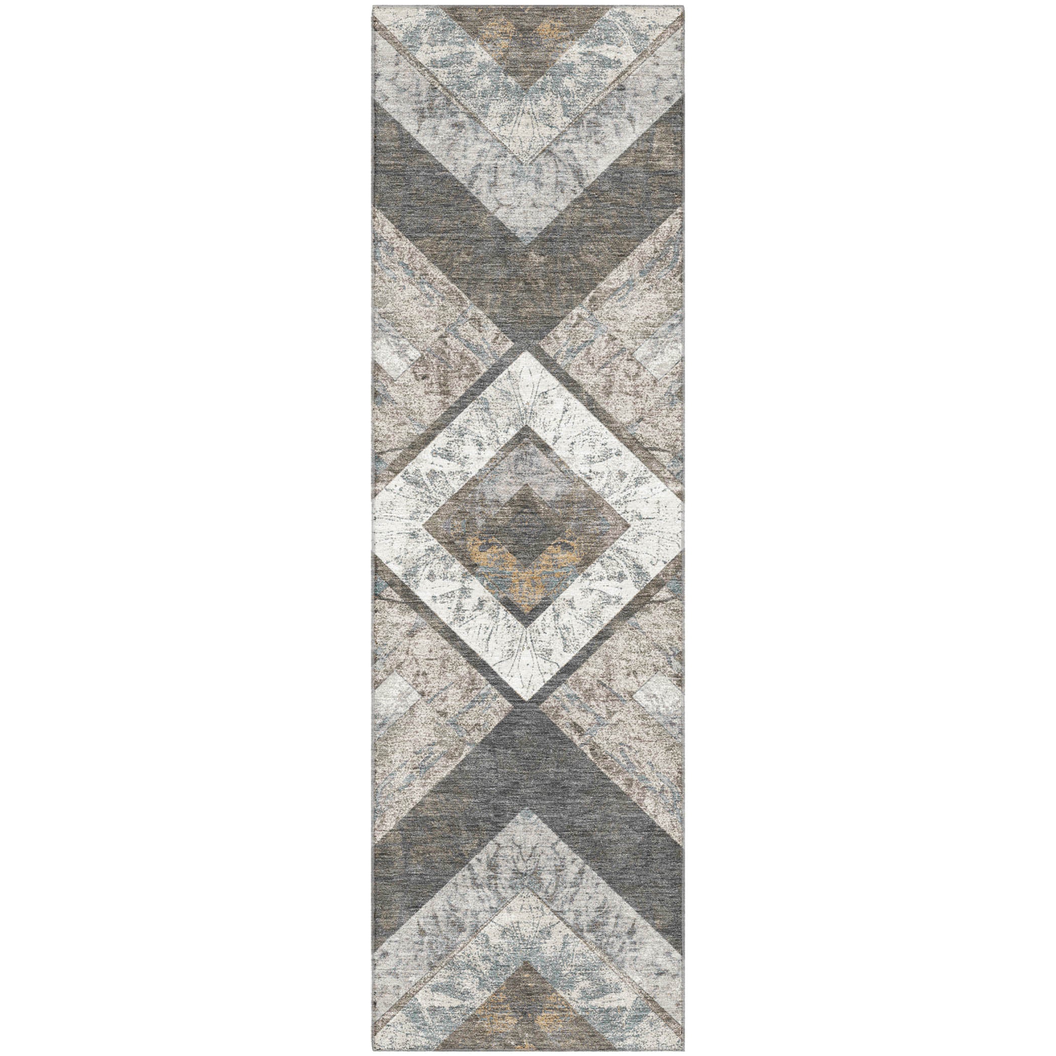 Salzburg Machine Washable Transitional Brown Rug 2'3" x 7'6" #shape_Runner