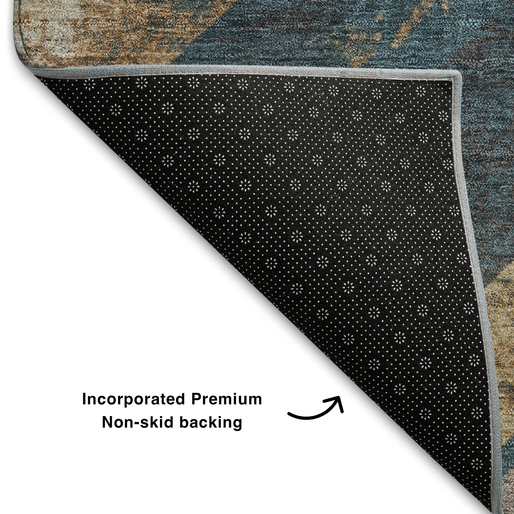 Salzburg Machine Washable Transitional Navy Blue Rug 1'8" x 2'6" #shape_Rectangle
