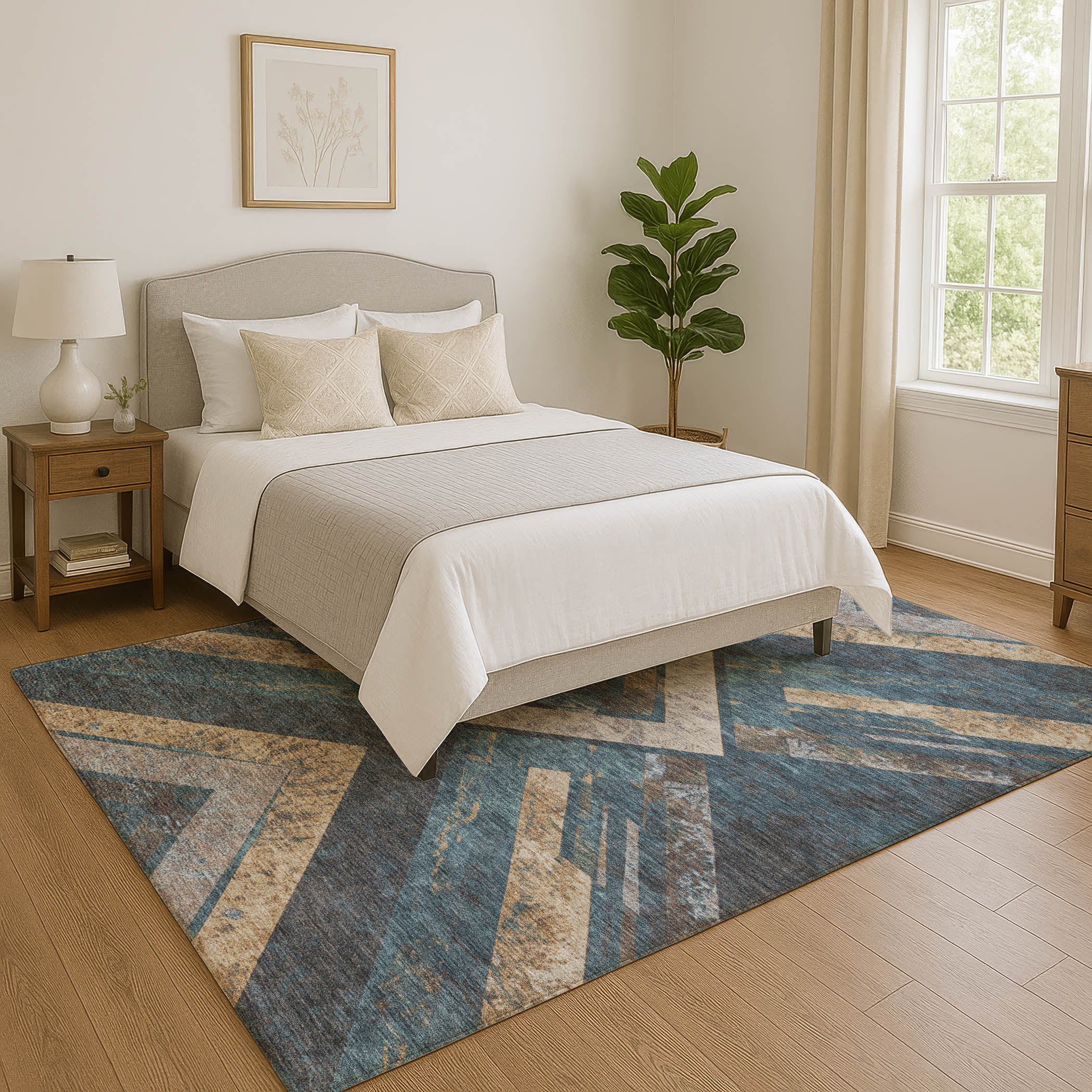 Salzburg Machine Washable Transitional Navy Blue Rug 2'6" x 3'10" #shape_Rectangle