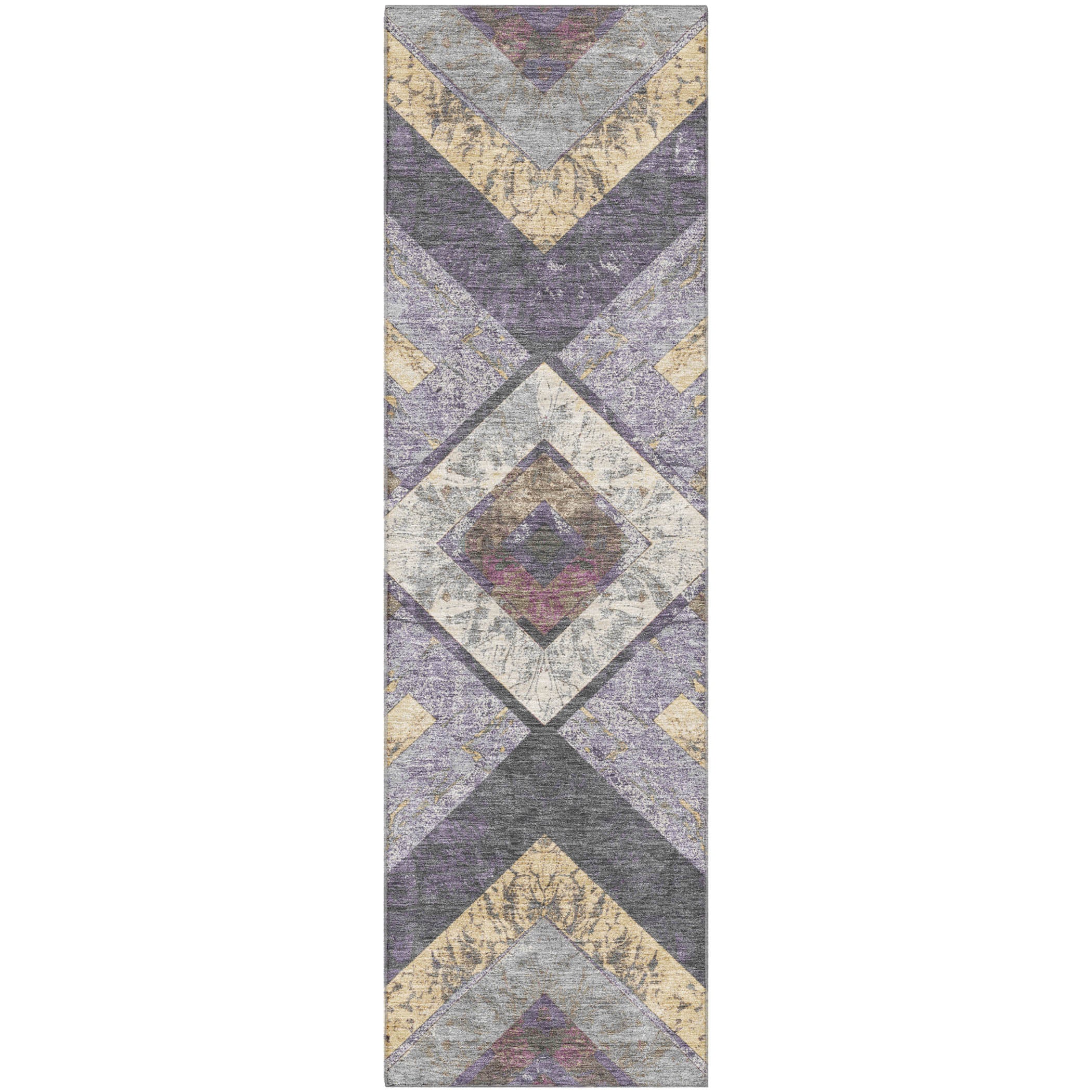 Salzburg Machine Washable Transitional Purple Rug 2'3" x 7'6" #shape_Runner