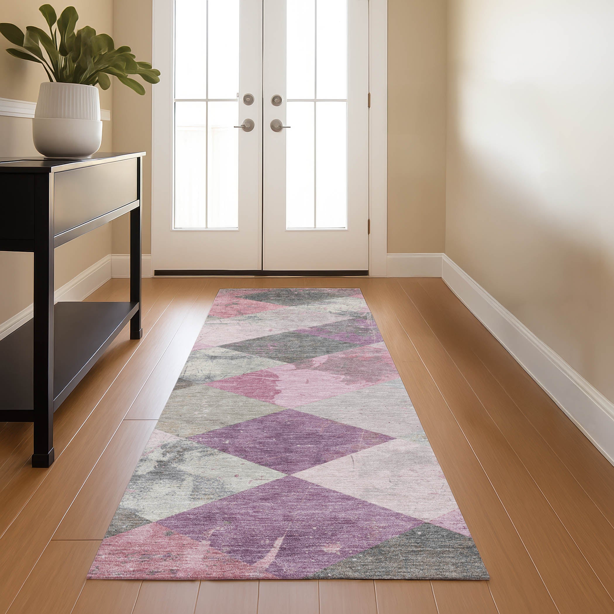 Reykjavik Machine Washable Transitional Blush Pink Rug 2'3" x 7'6" #shape_Runner