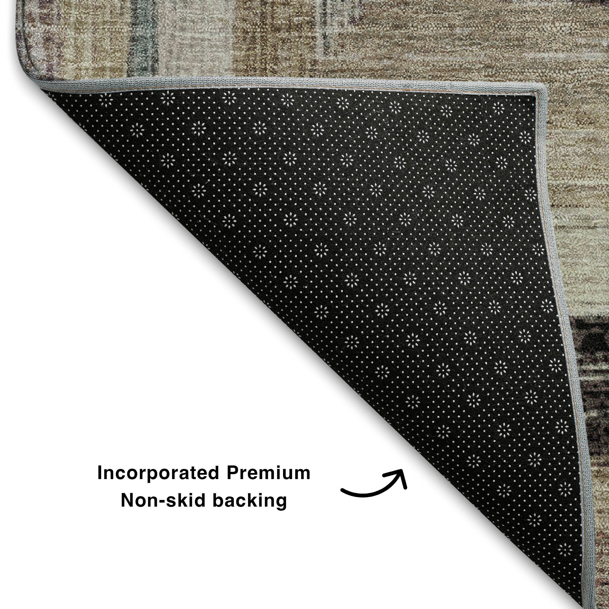 Porto Machine Washable Transitional Beige Brown Rug 1'8" x 2'6" #shape_Rectangle