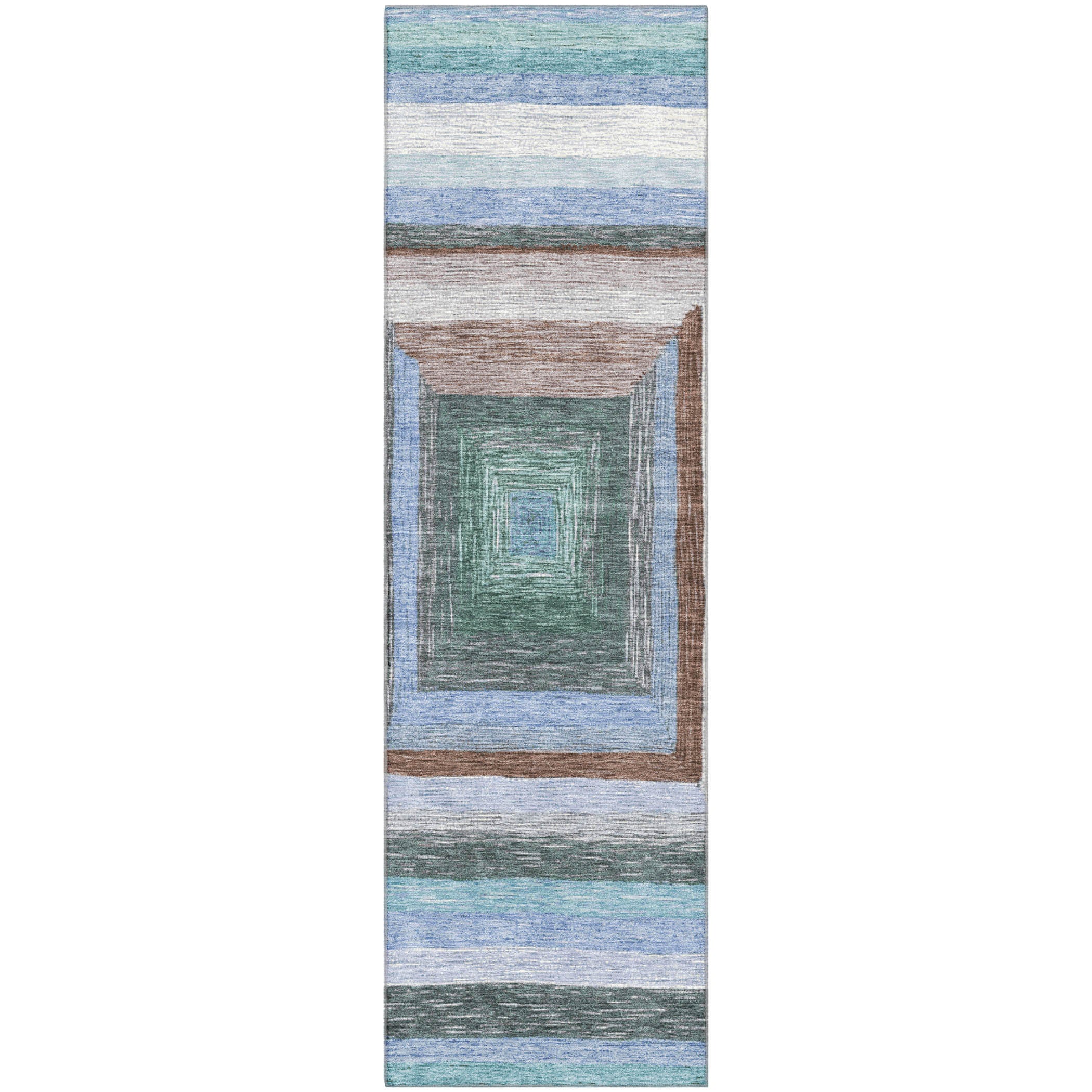 Porto Machine Washable Transitional Denim Blue Rug 2'3" x 7'6" #shape_Runner