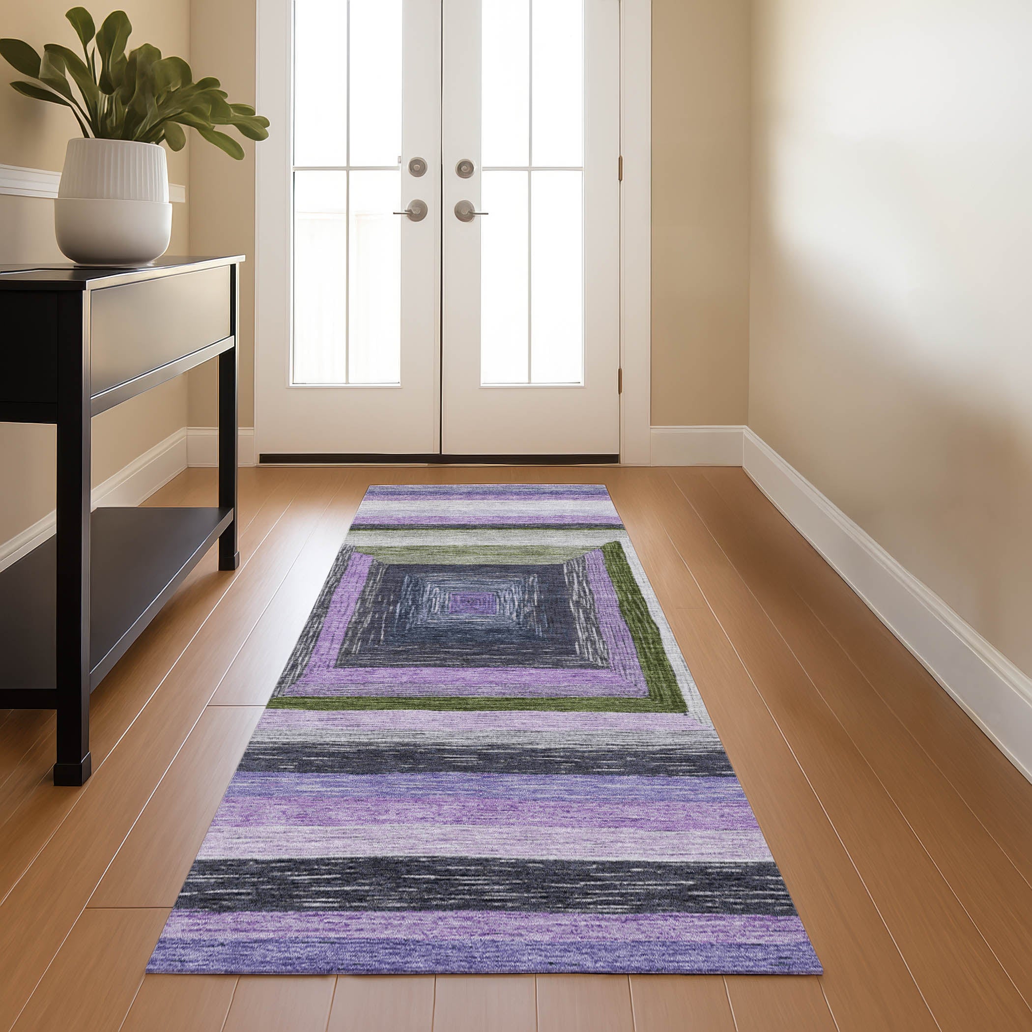 Porto Machine Washable Transitional Lavender Purple Rug 2'3" x 7'6" #shape_Runner
