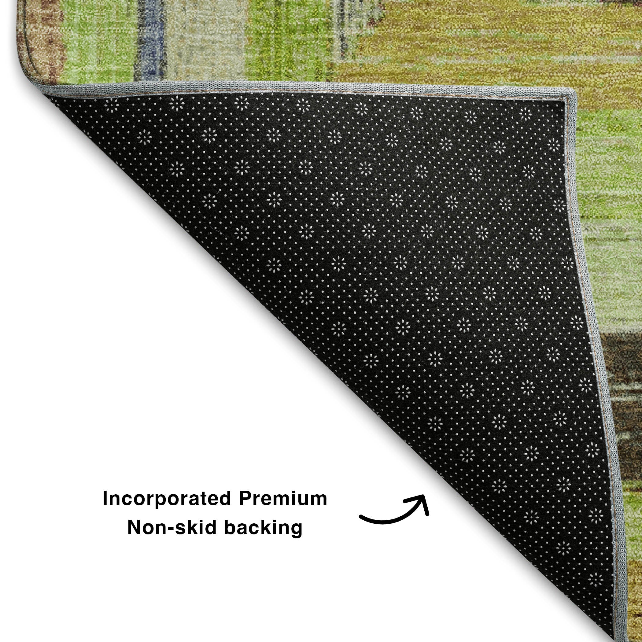Porto Machine Washable Transitional Lime Green Rug 1'8" x 2'6" #shape_Rectangle