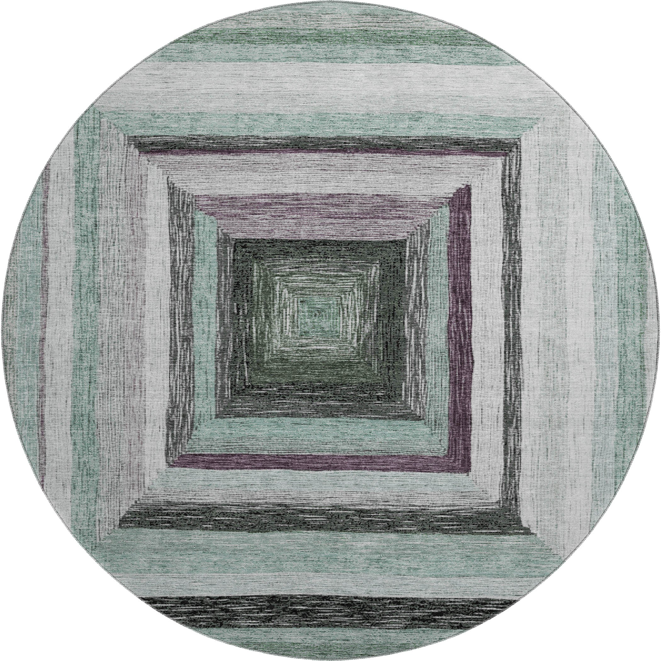 Porto Machine Washable Transitional Seafoam Blue Rug 8' x 8' #shape_Round