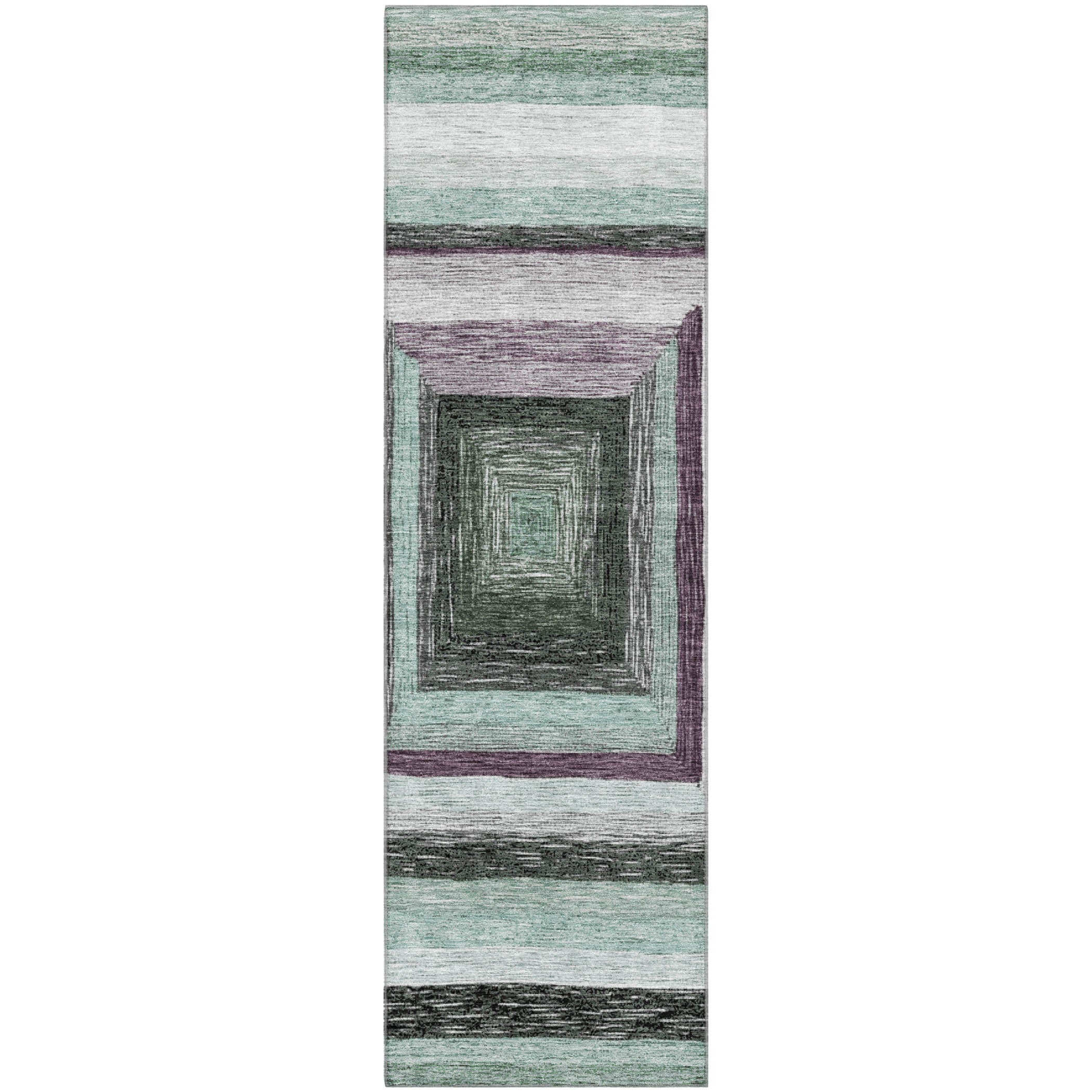 Porto Machine Washable Transitional Seafoam Blue Rug 2'3" x 7'6" #shape_Runner