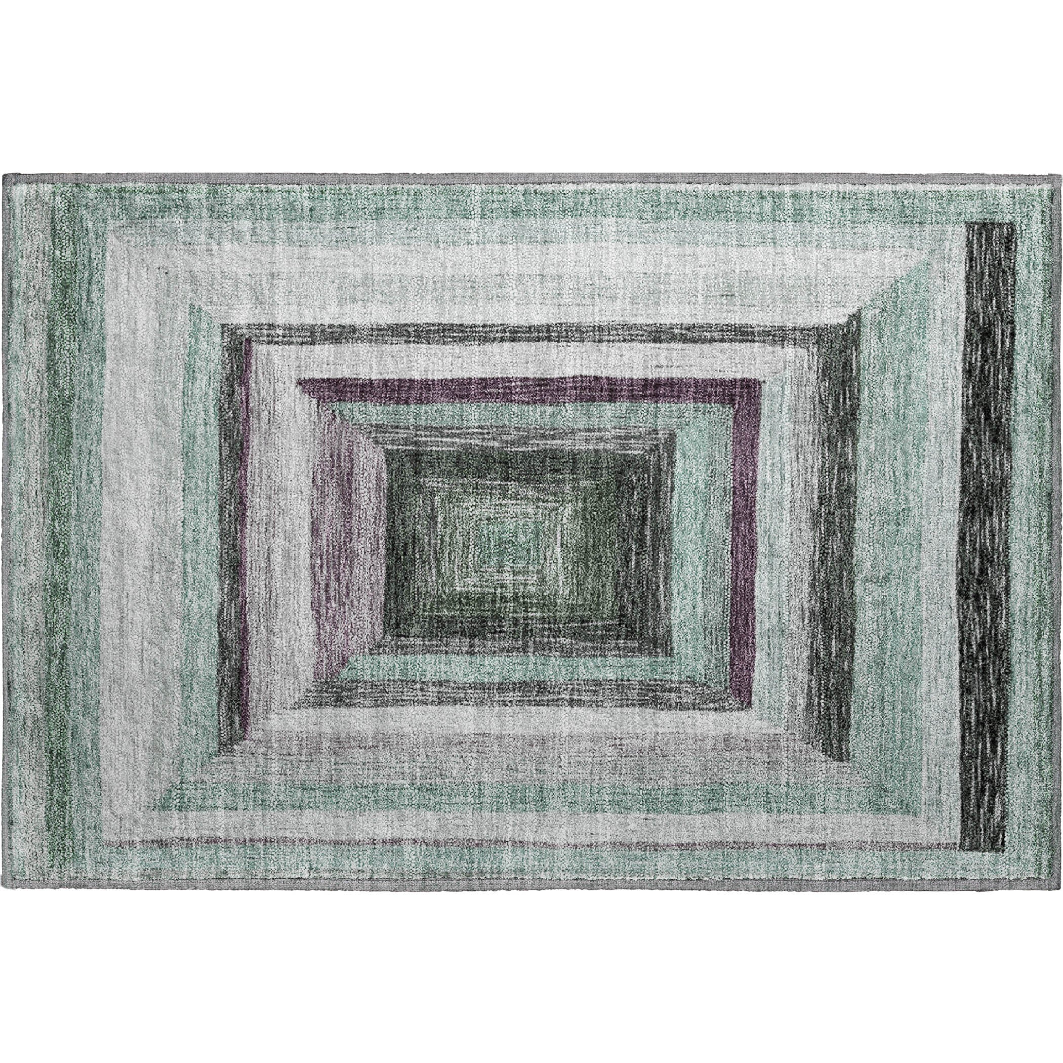Porto Machine Washable Transitional Seafoam Blue Rug 1'8" x 2'6" #shape_Rectangle