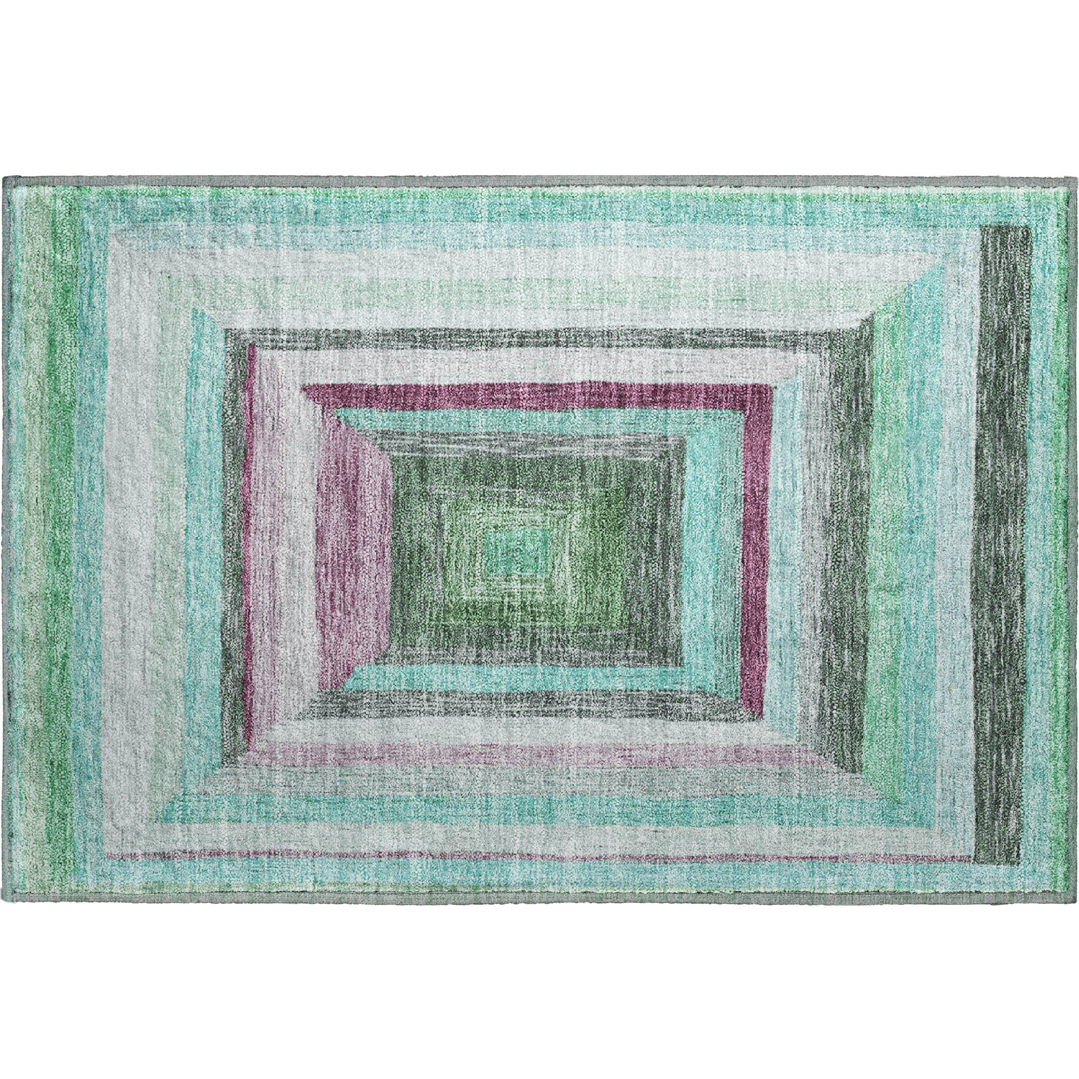 Porto Machine Washable Transitional Teal Rug 1'8" x 2'6" #shape_Rectangle