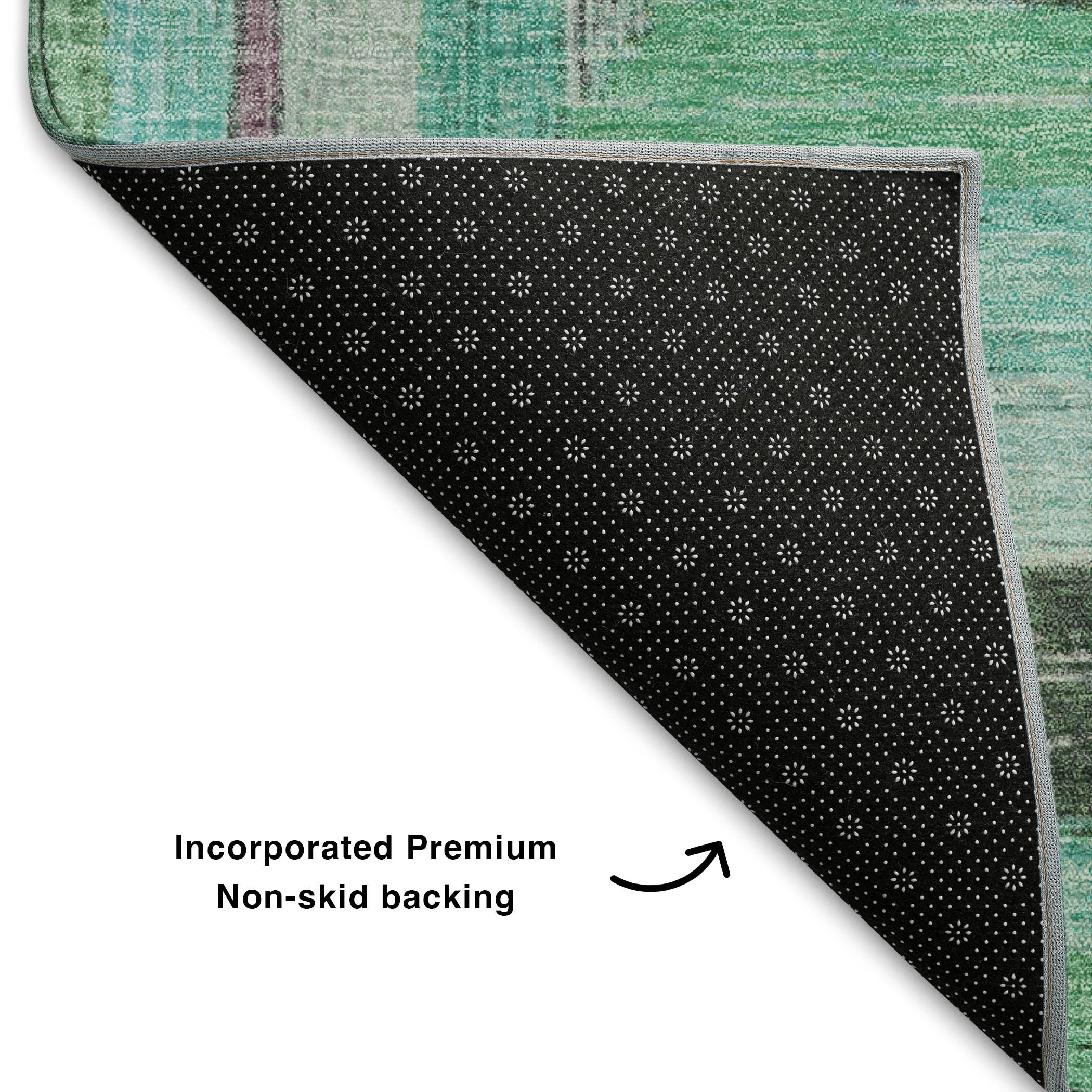 Porto Machine Washable Transitional Teal Rug 1'8" x 2'6" #shape_Rectangle