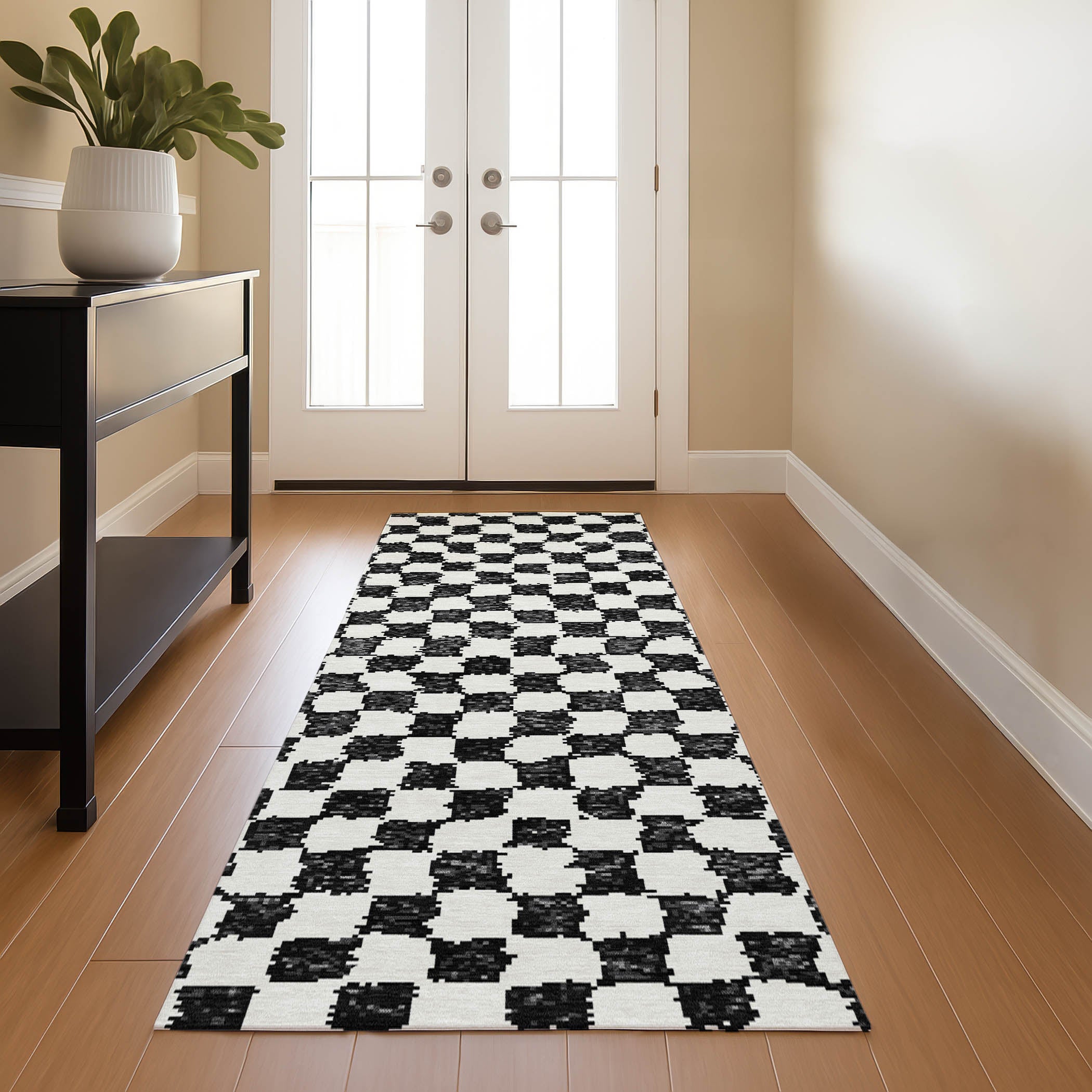 Ghent Machine Washable Transitional Black Rug 2'3" x 7'6" #shape_Runner
