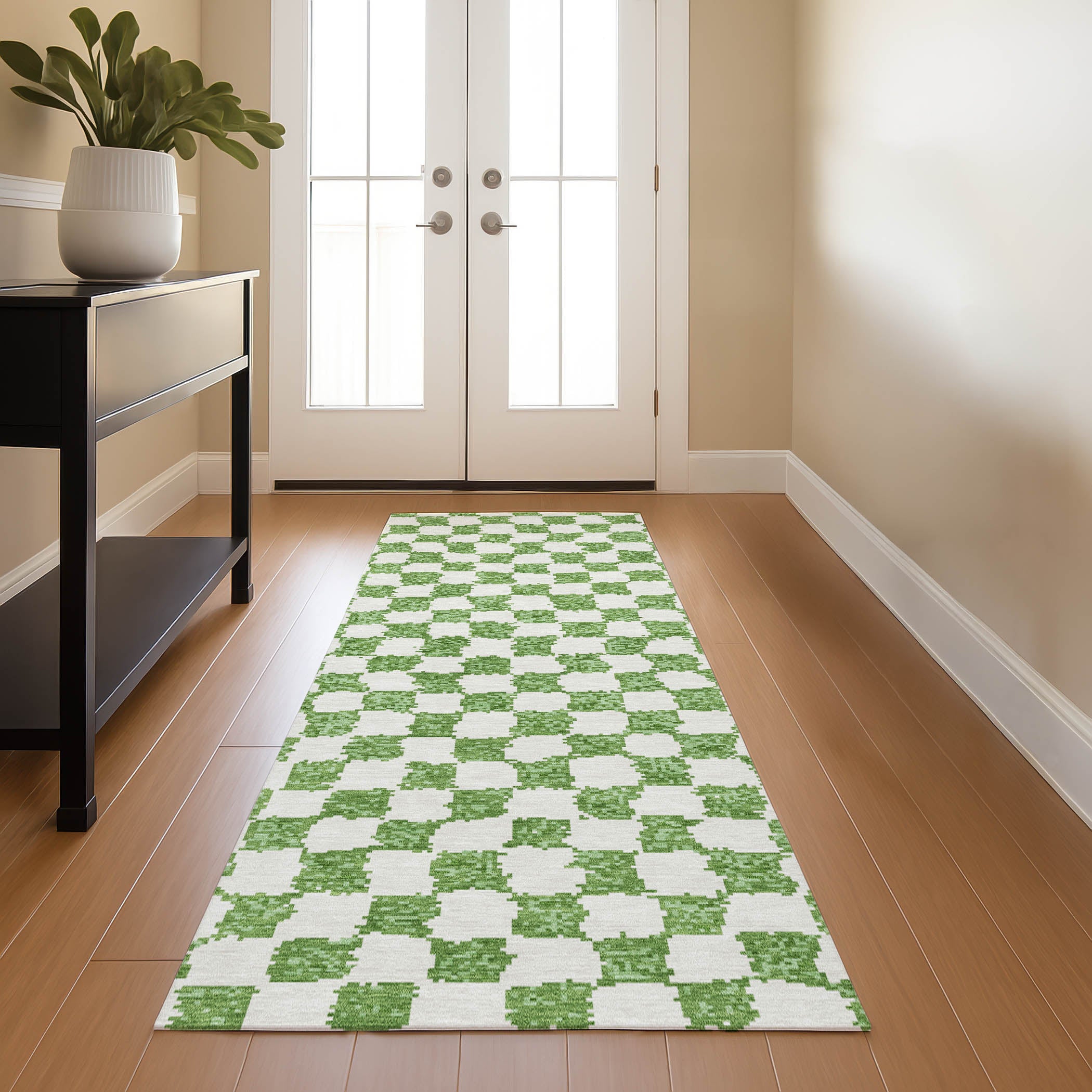 Ghent Machine Washable Transitional Green Rug 2'3" x 7'6" #shape_Runner