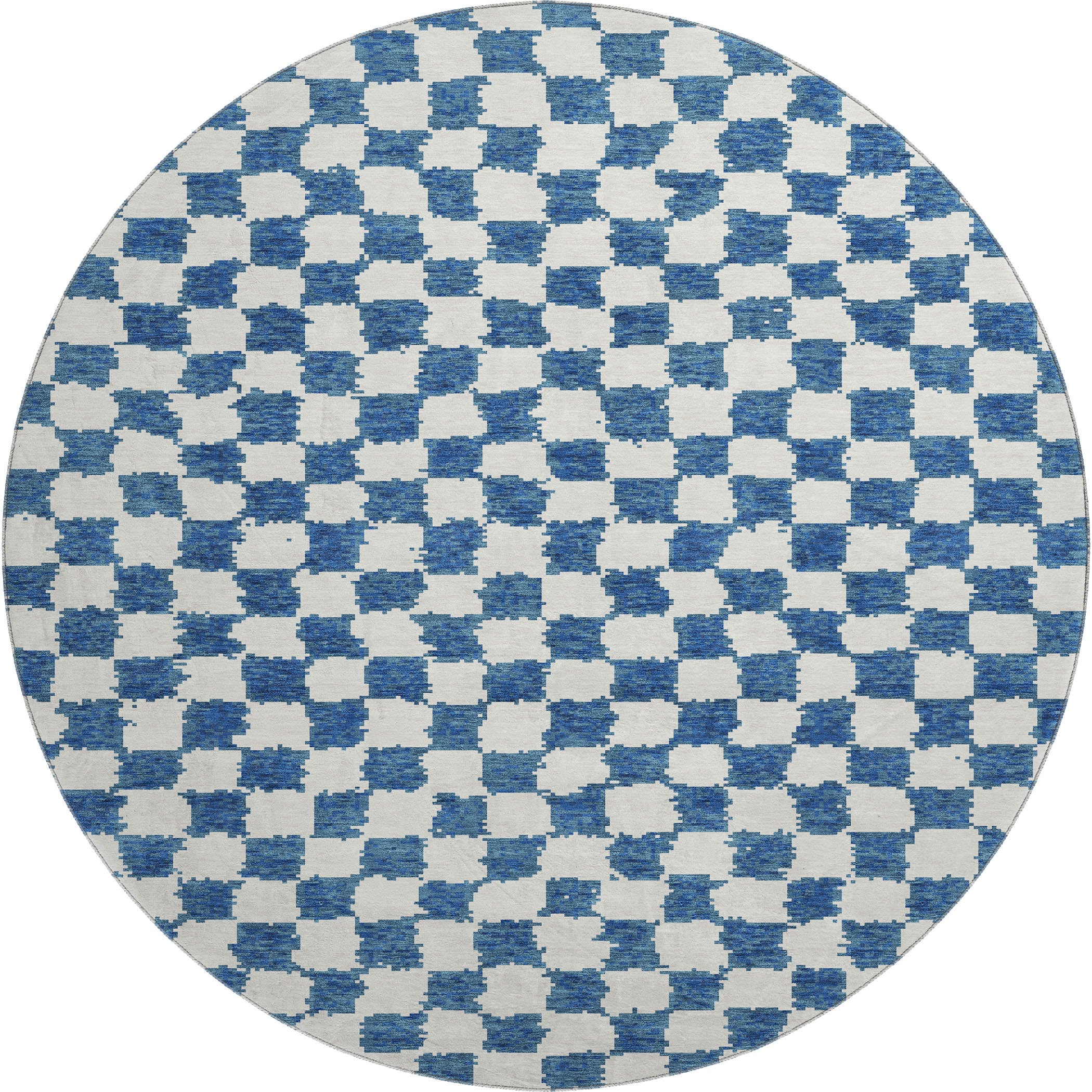 Ghent Machine Washable Transitional Navy Blue Rug 8' x 8' #shape_Round