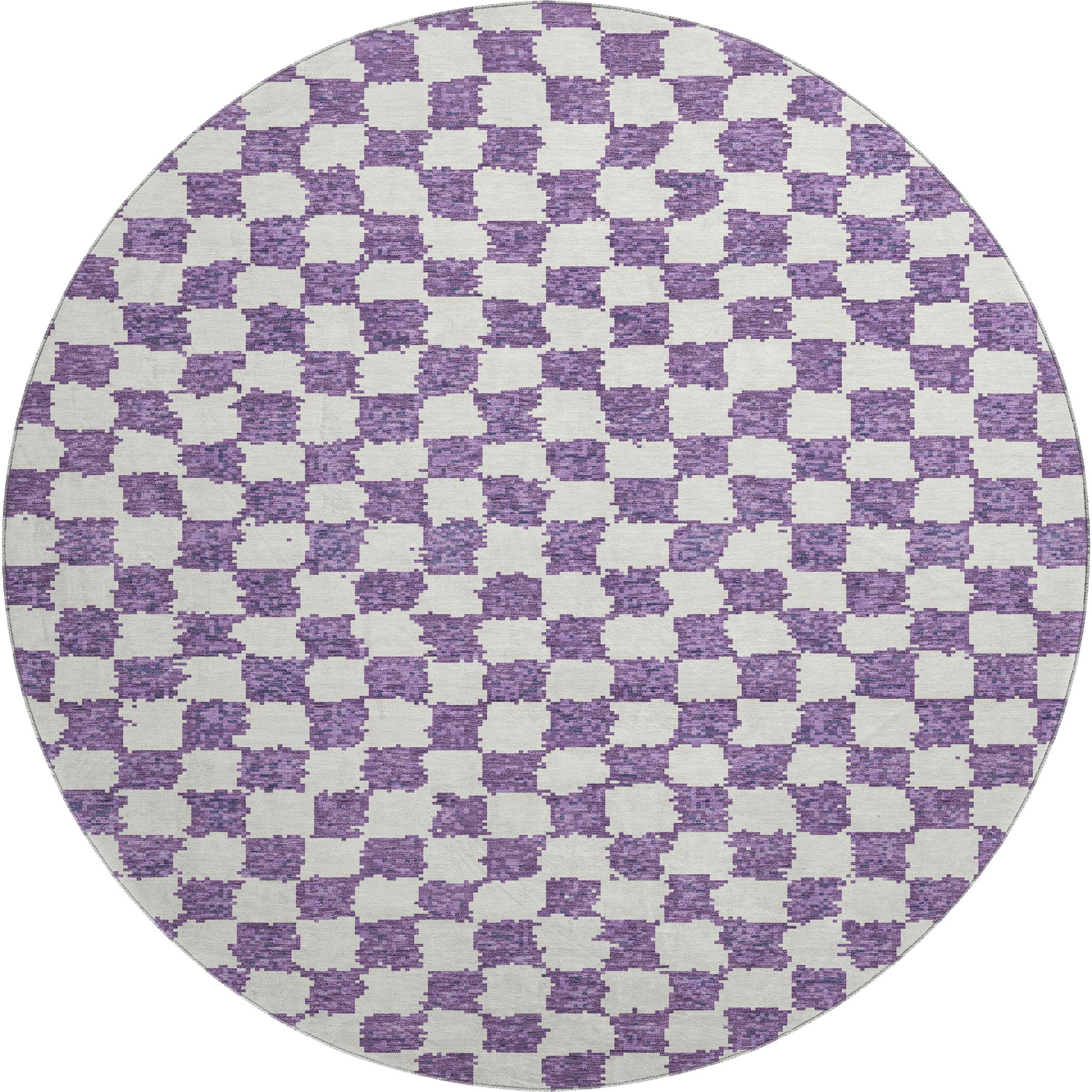 Ghent Machine Washable Transitional Purple Rug 8' x 8' #shape_Round