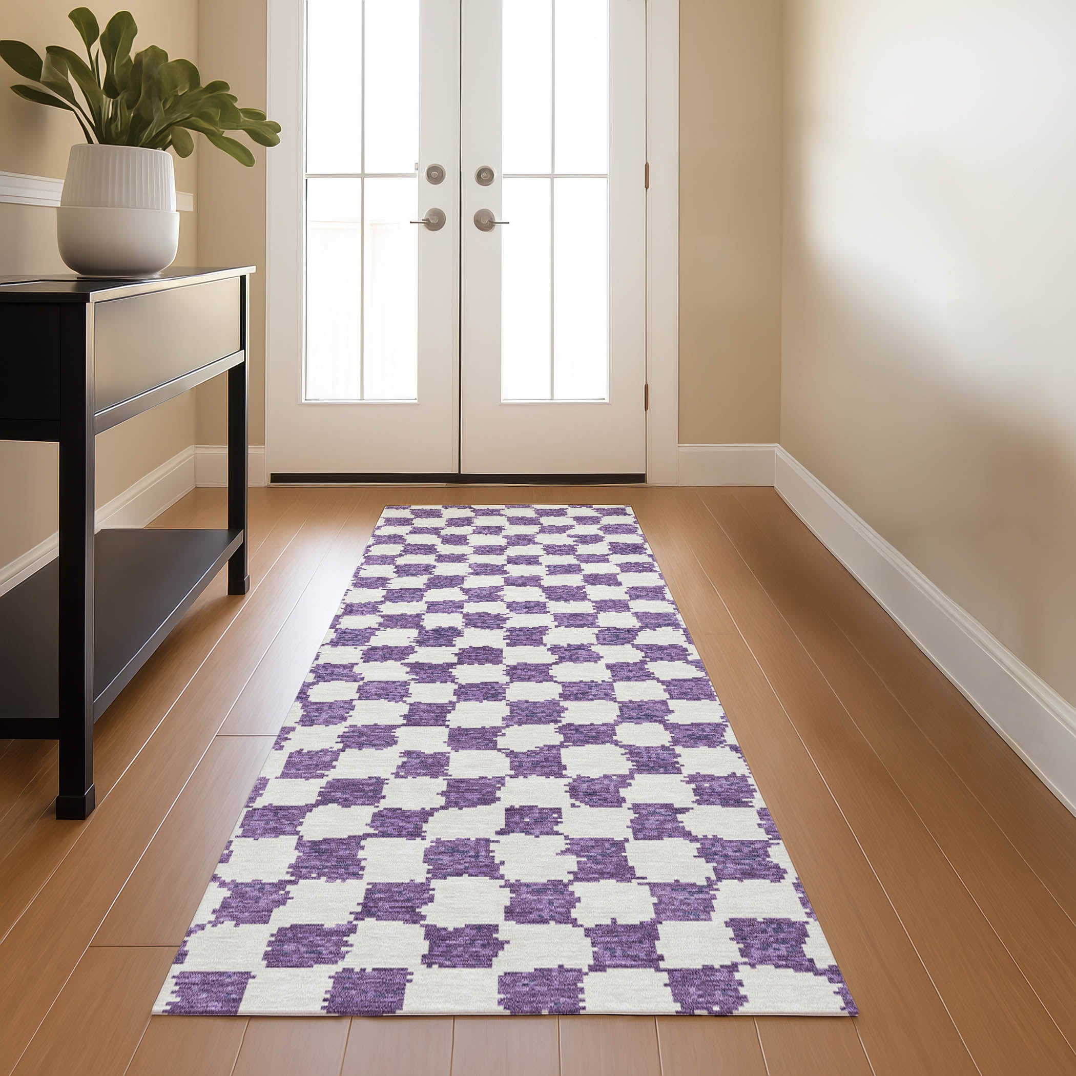 Ghent Machine Washable Transitional Purple Rug 2'3" x 7'6" #shape_Runner