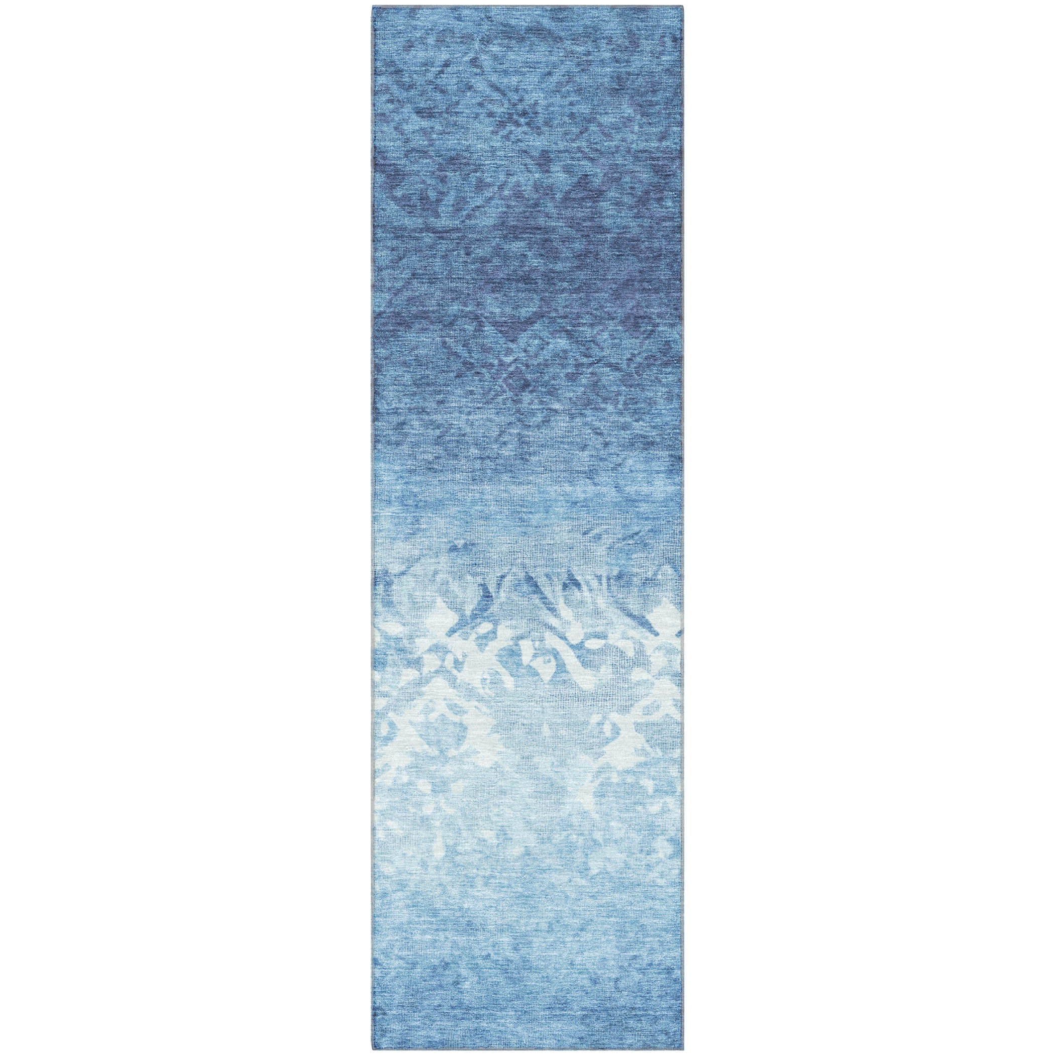 Porto Machine Washable Transitional Denim Blue Rug 2'3" x 7'6" #shape_Runner