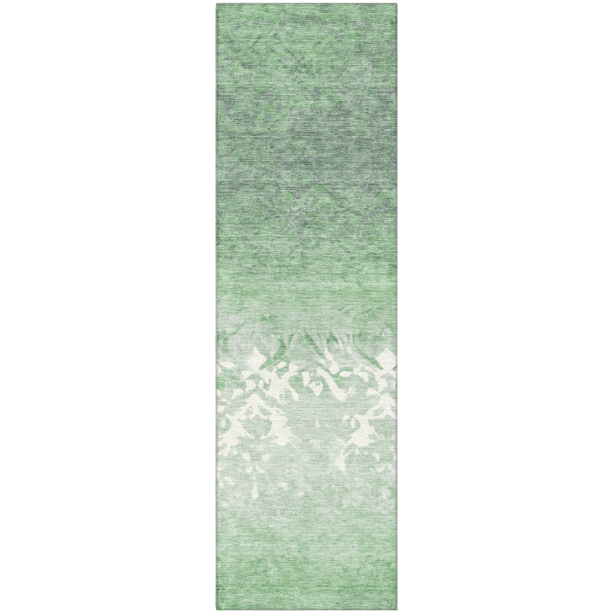 Porto Machine Washable Transitional Green Rug 2'3" x 7'6" #shape_Runner