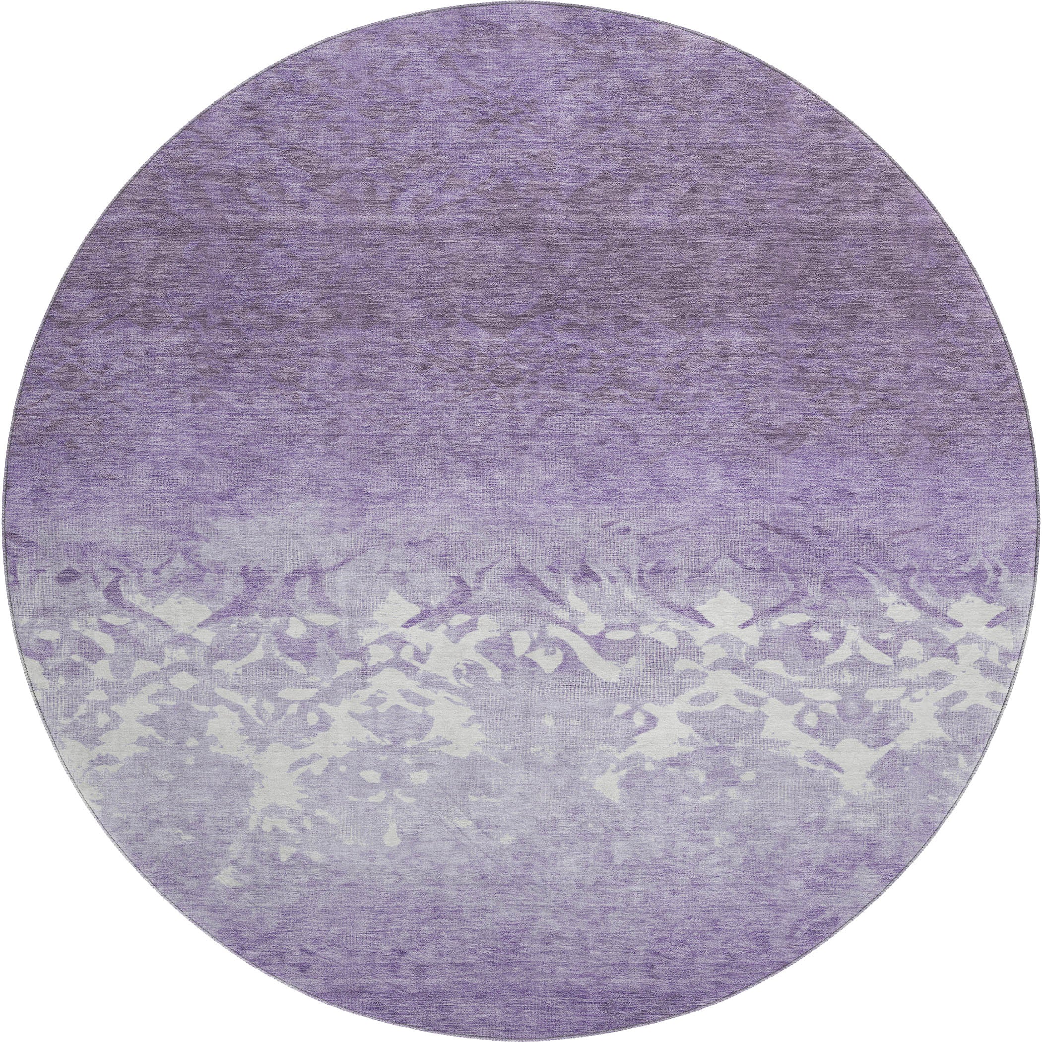 Porto Machine Washable Transitional Purple Rug 8' x 8' #shape_Round