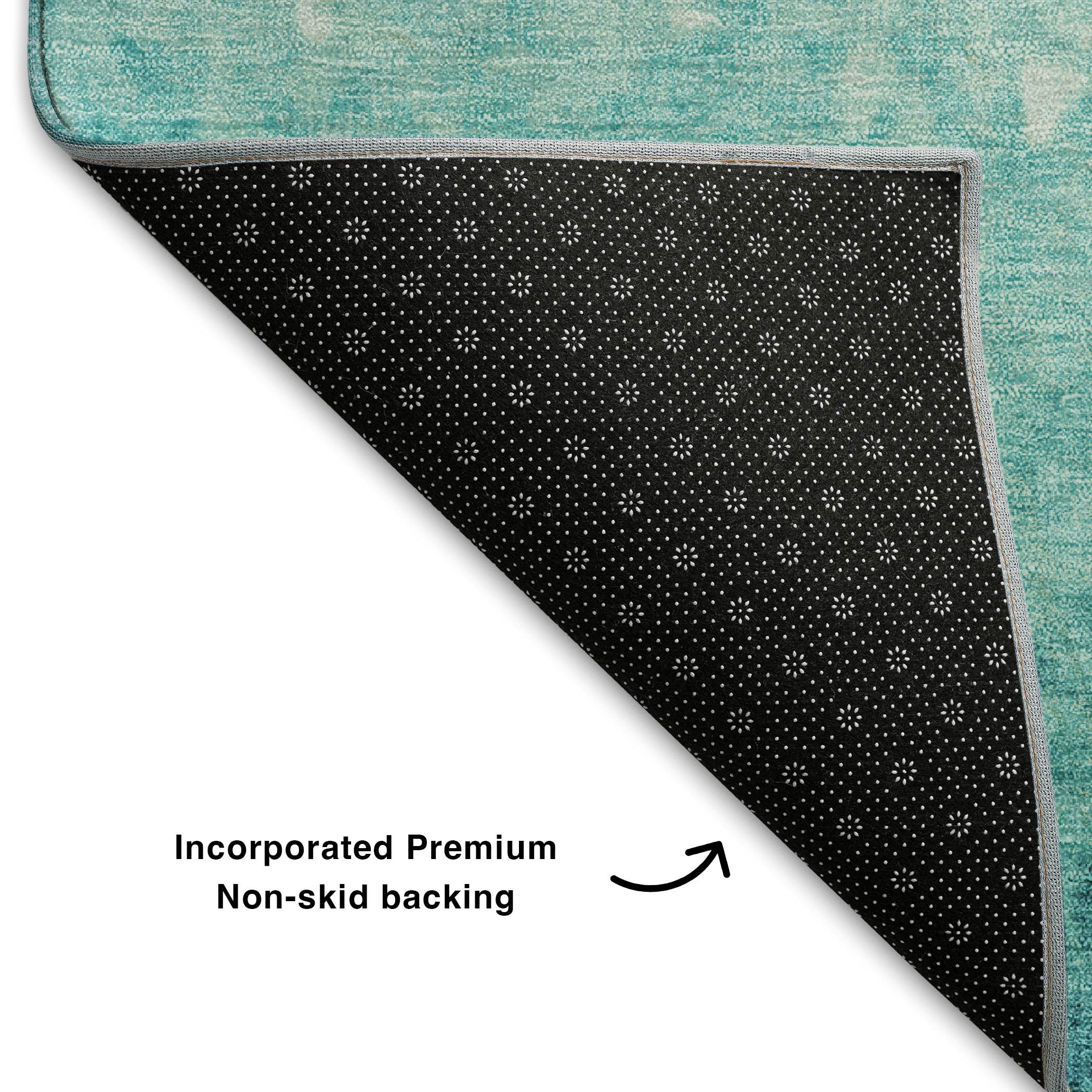 Porto Machine Washable Transitional Teal Rug 1'8" x 2'6" #shape_Rectangle