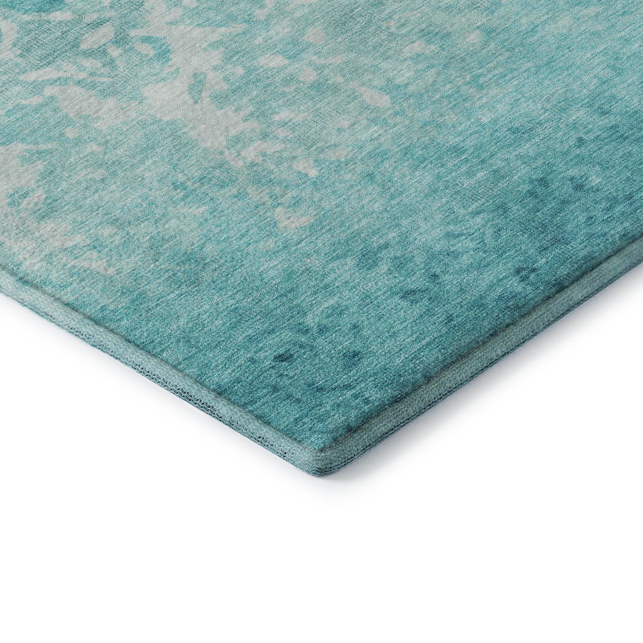 Porto Machine Washable Transitional Teal Rug 1'8" x 2'6" #shape_Rectangle