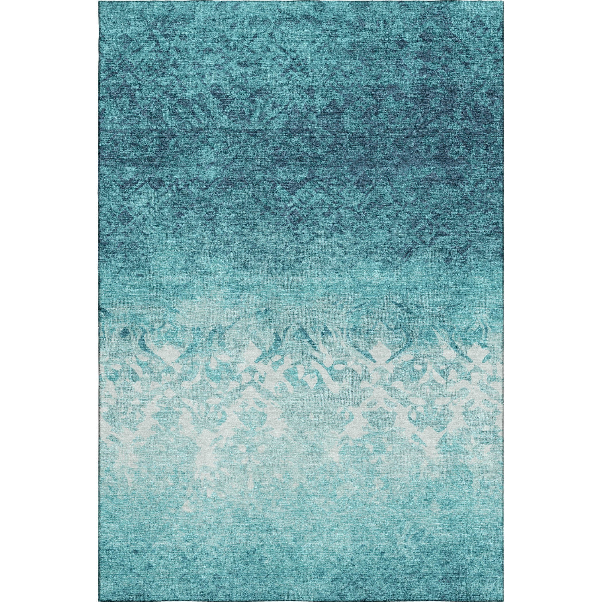 Porto Machine Washable Transitional Teal Rug 2'6" x 3'10" #shape_Rectangle