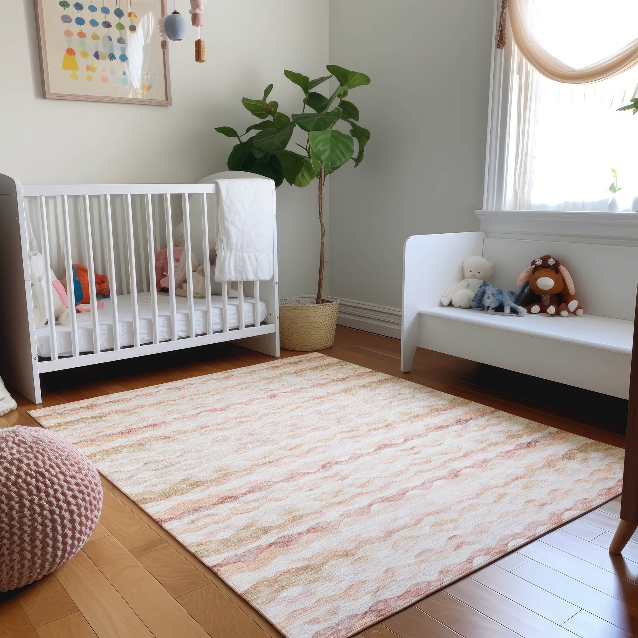 Reykjavik Machine Washable Coastal Peach Orange Rug 2'6" x 3'10" #shape_Rectangle