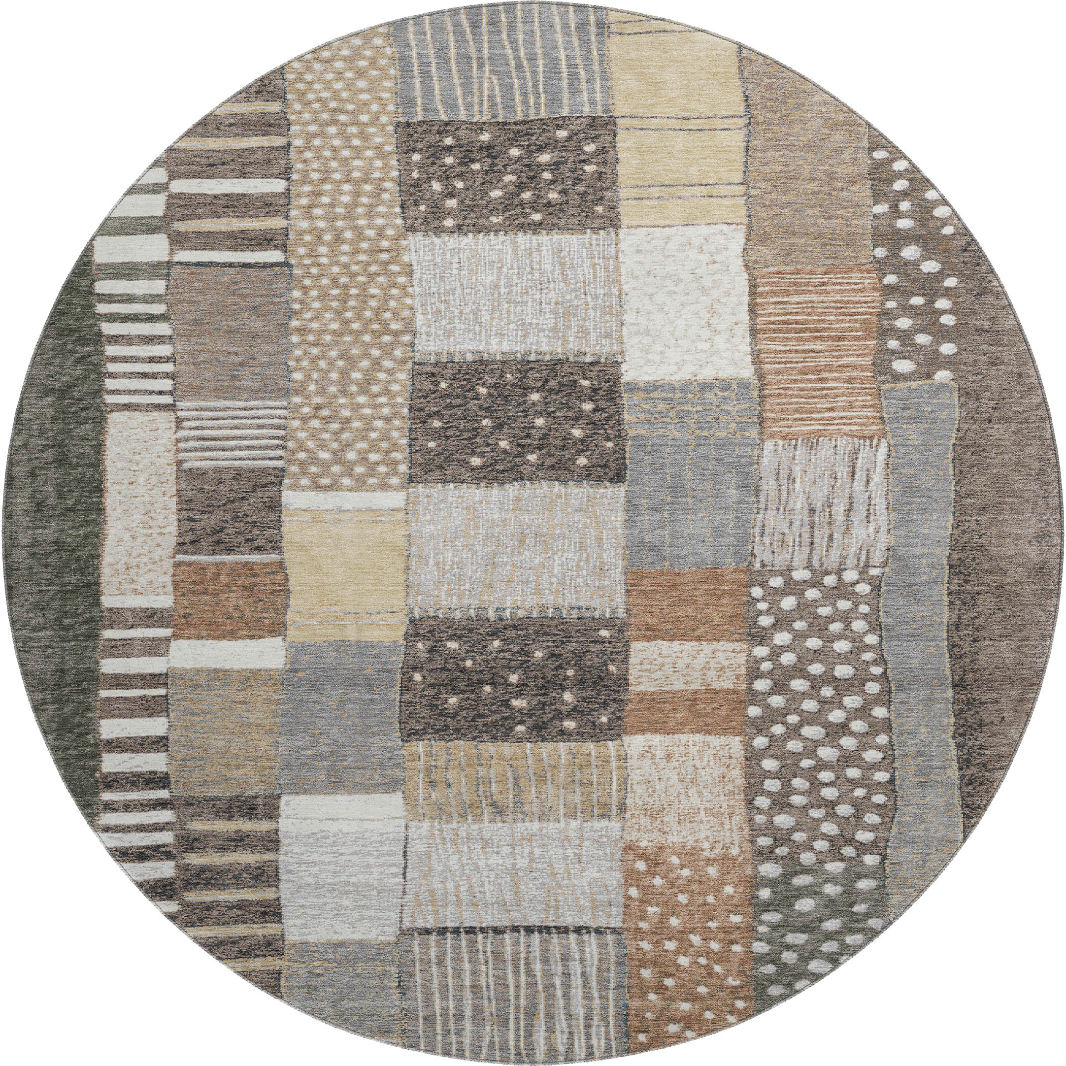 Bergen Machine Washable Transitional Brown Rug 8' x 8' #shape_Round