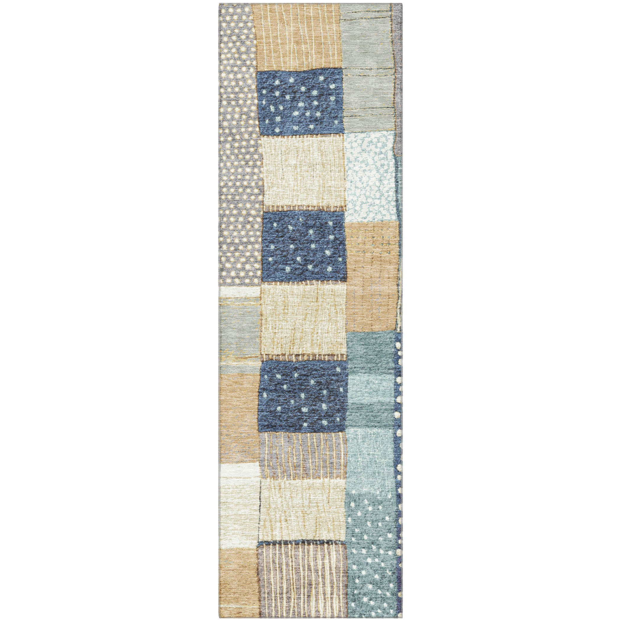 Bergen Machine Washable Transitional Navy Blue Rug 2'3" x 7'6" #shape_Runner