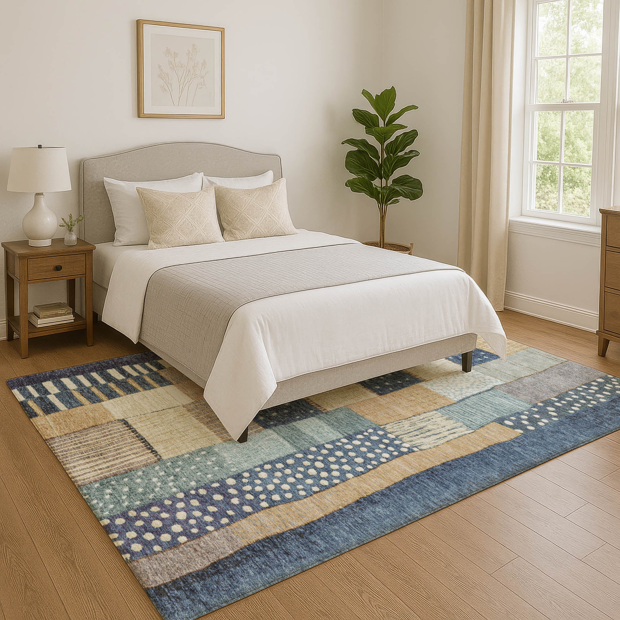 Bergen Machine Washable Transitional Navy Blue Rug 2'6" x 3'10" #shape_Rectangle