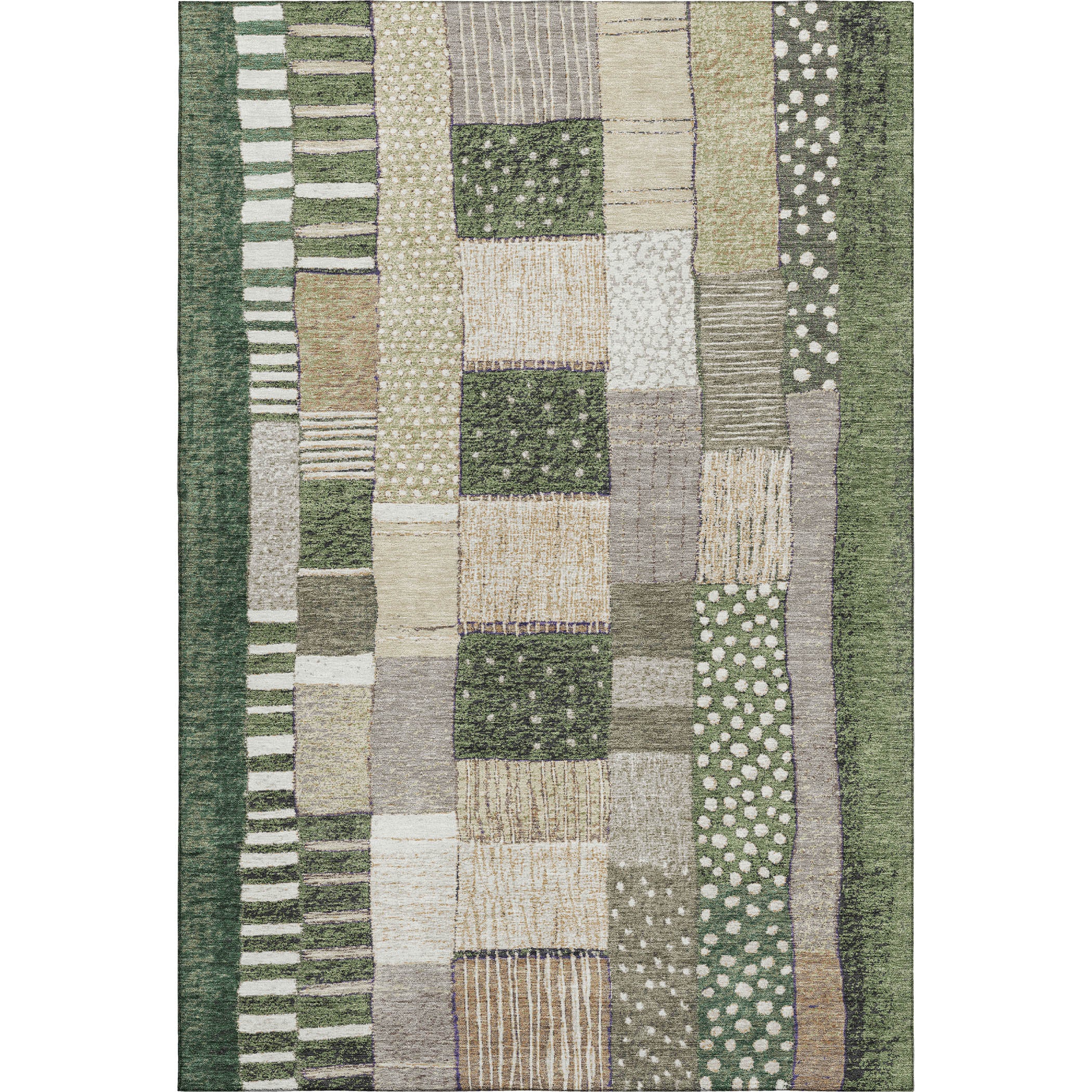 Bergen Machine Washable Transitional Olive Green Rug 2'6" x 3'10" #shape_Rectangle