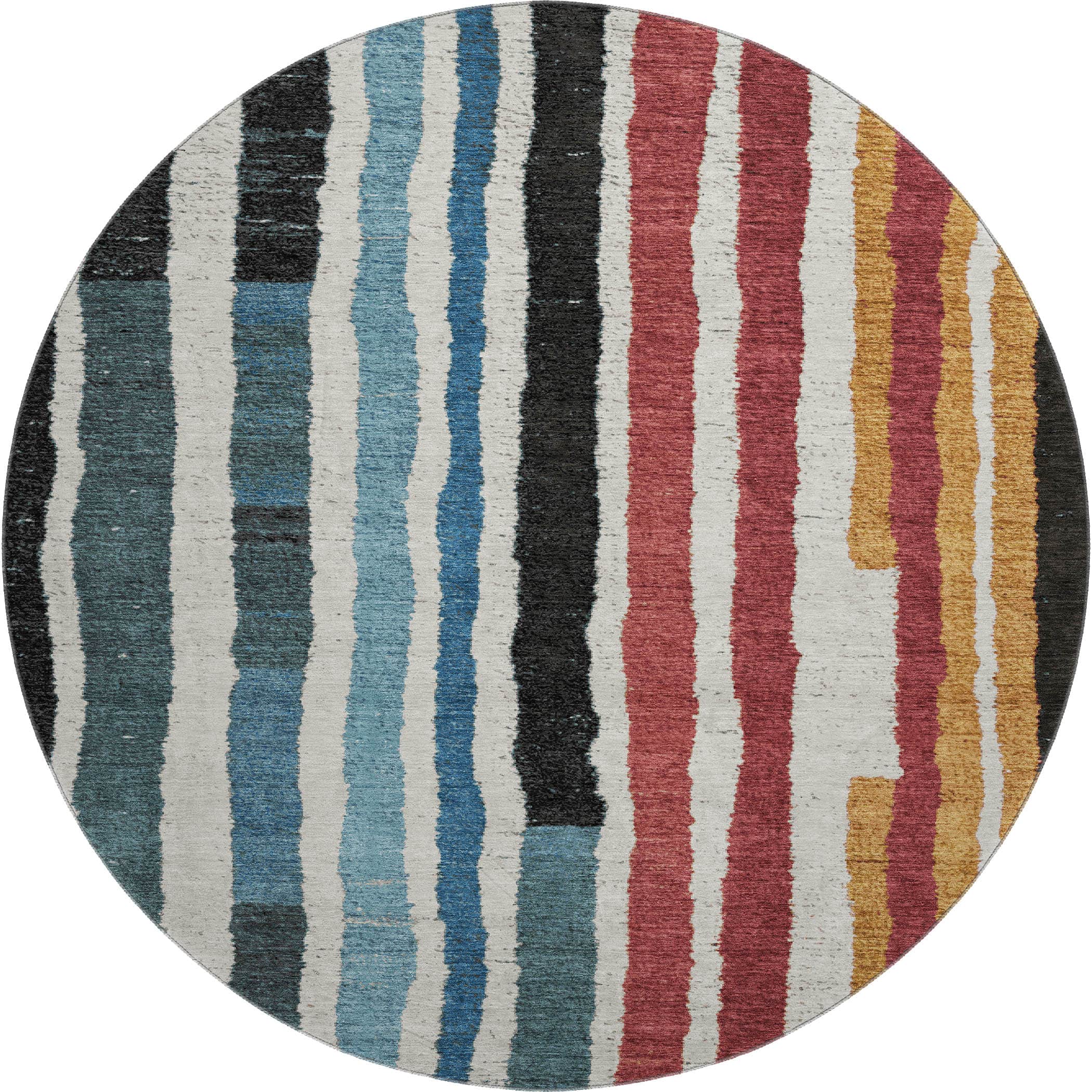Kotor Machine Washable Transitional Black Rug 8' x 8' #shape_Round