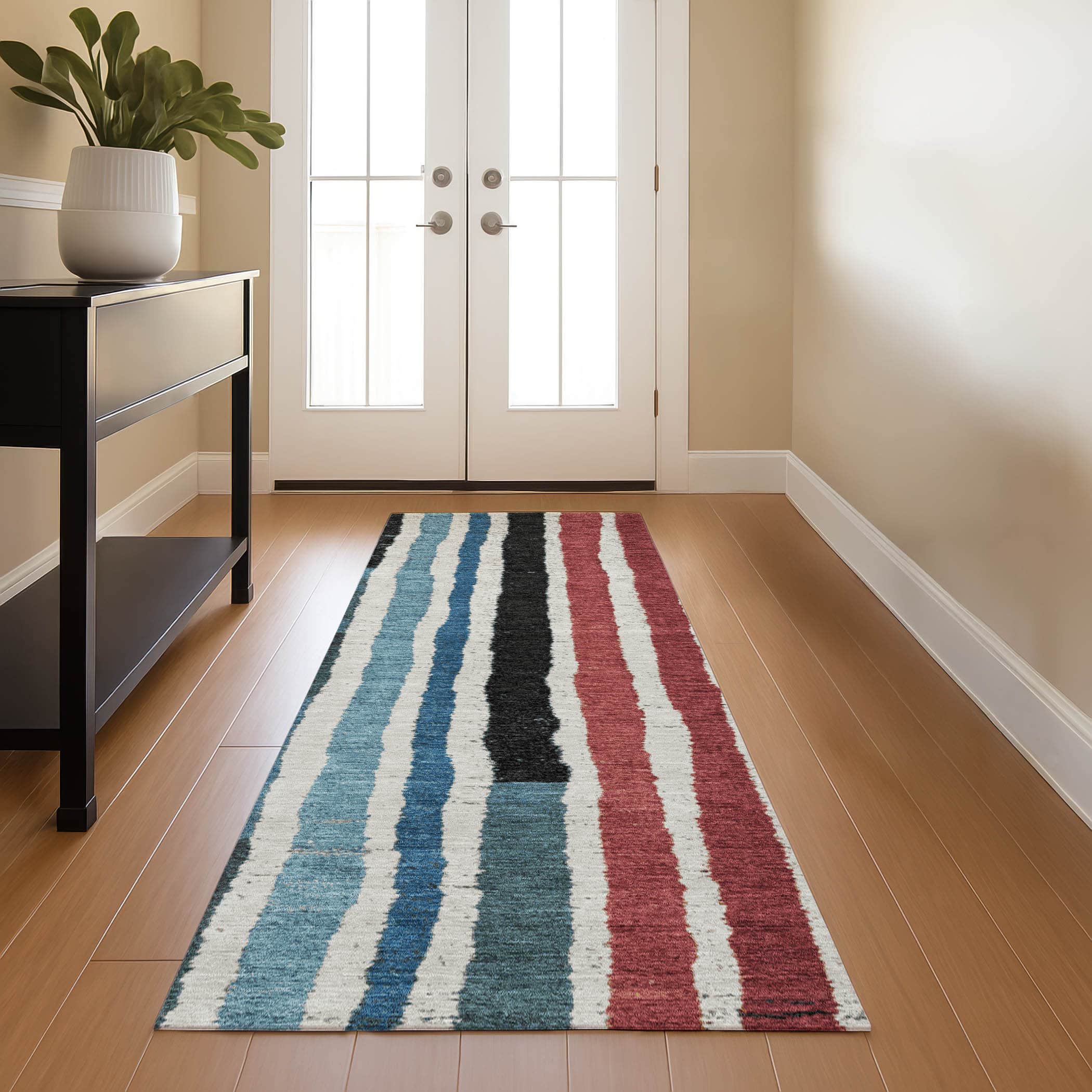 Kotor Machine Washable Transitional Black Rug 2'3" x 7'6" #shape_Runner