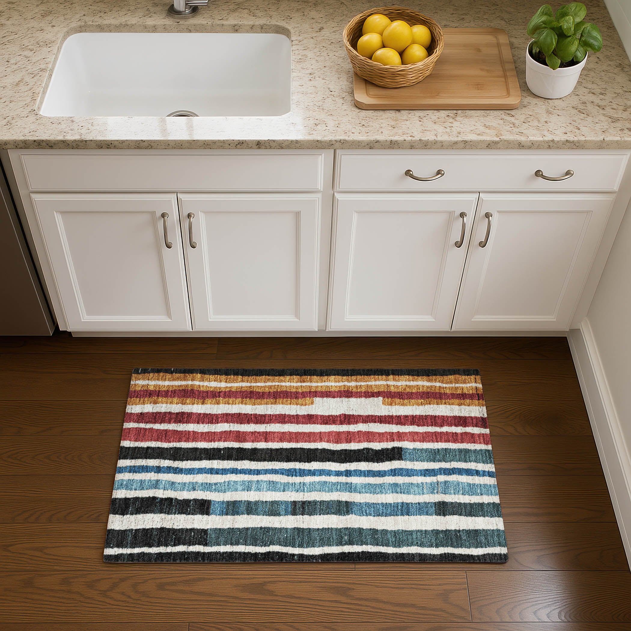 Kotor Machine Washable Transitional Black Rug 1'8" x 2'6" #shape_Rectangle