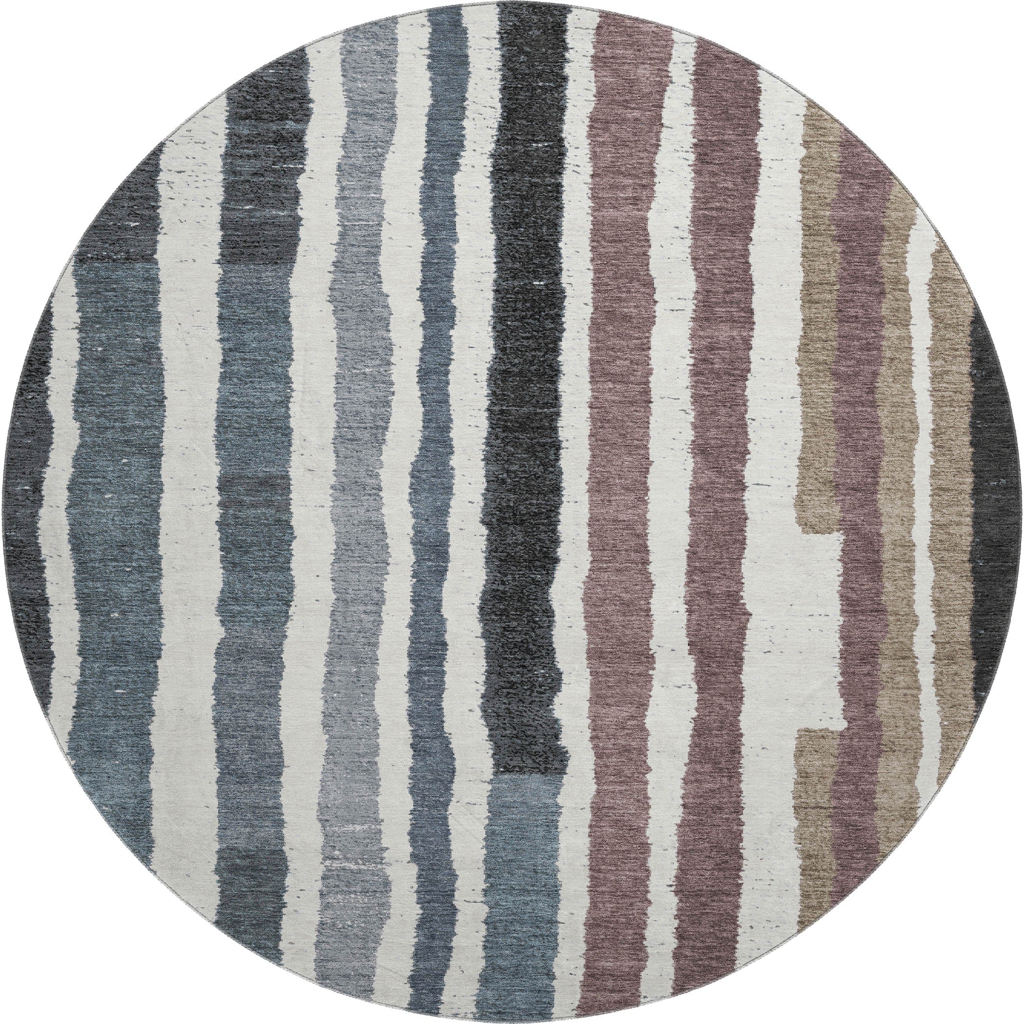 Kotor Machine Washable Transitional Denim Blue Rug 8' x 8' #shape_Round