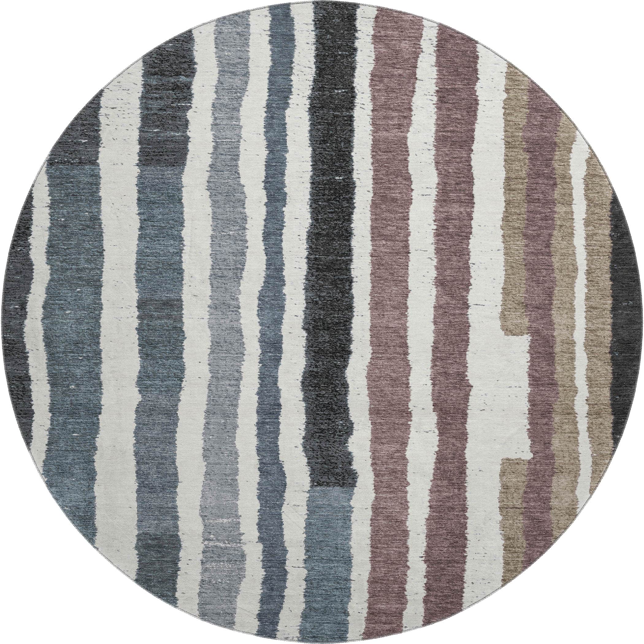 Kotor Machine Washable Transitional Denim Blue Rug 8' x 8' #shape_Round