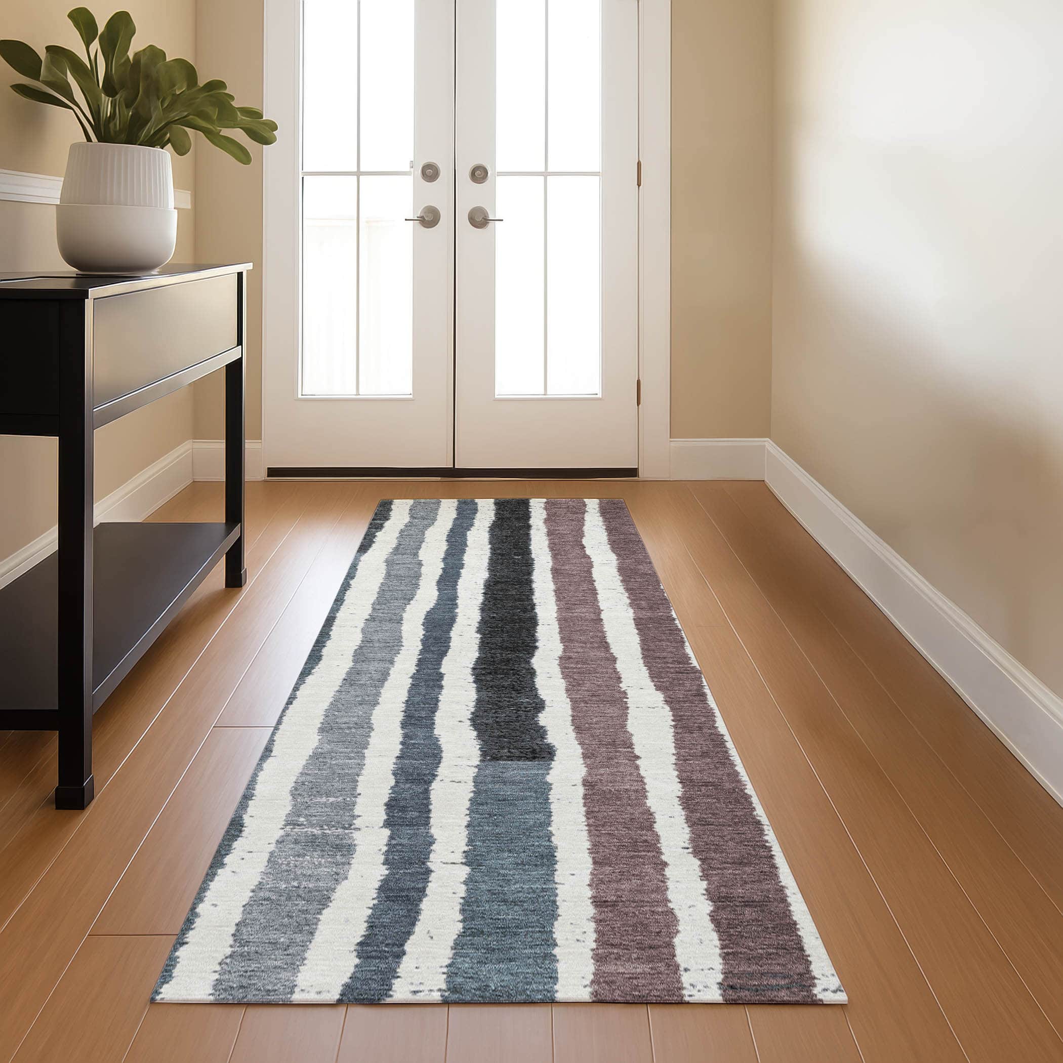 Kotor Machine Washable Transitional Denim Blue Rug 2'3" x 7'6" #shape_Runner