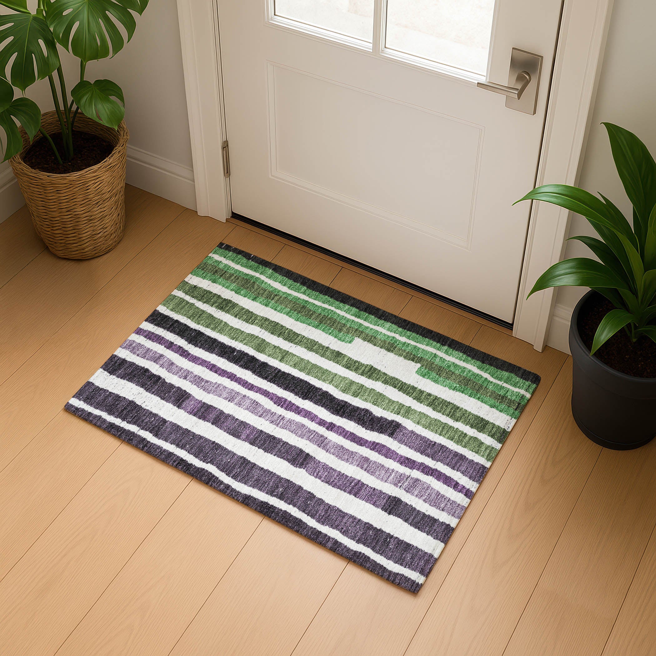 Kotor Machine Washable Transitional Purple Rug 1'8" x 2'6" #shape_Rectangle