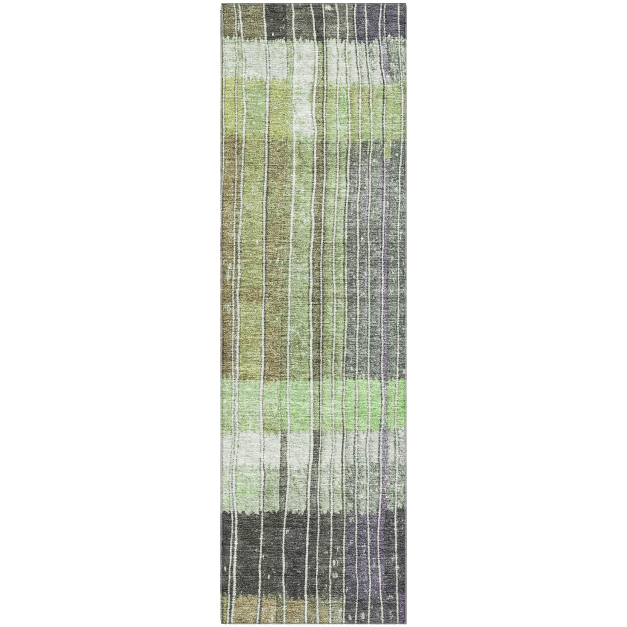 Kotor Machine Washable Transitional Aloe Green Rug 2'3" x 7'6" #shape_Runner