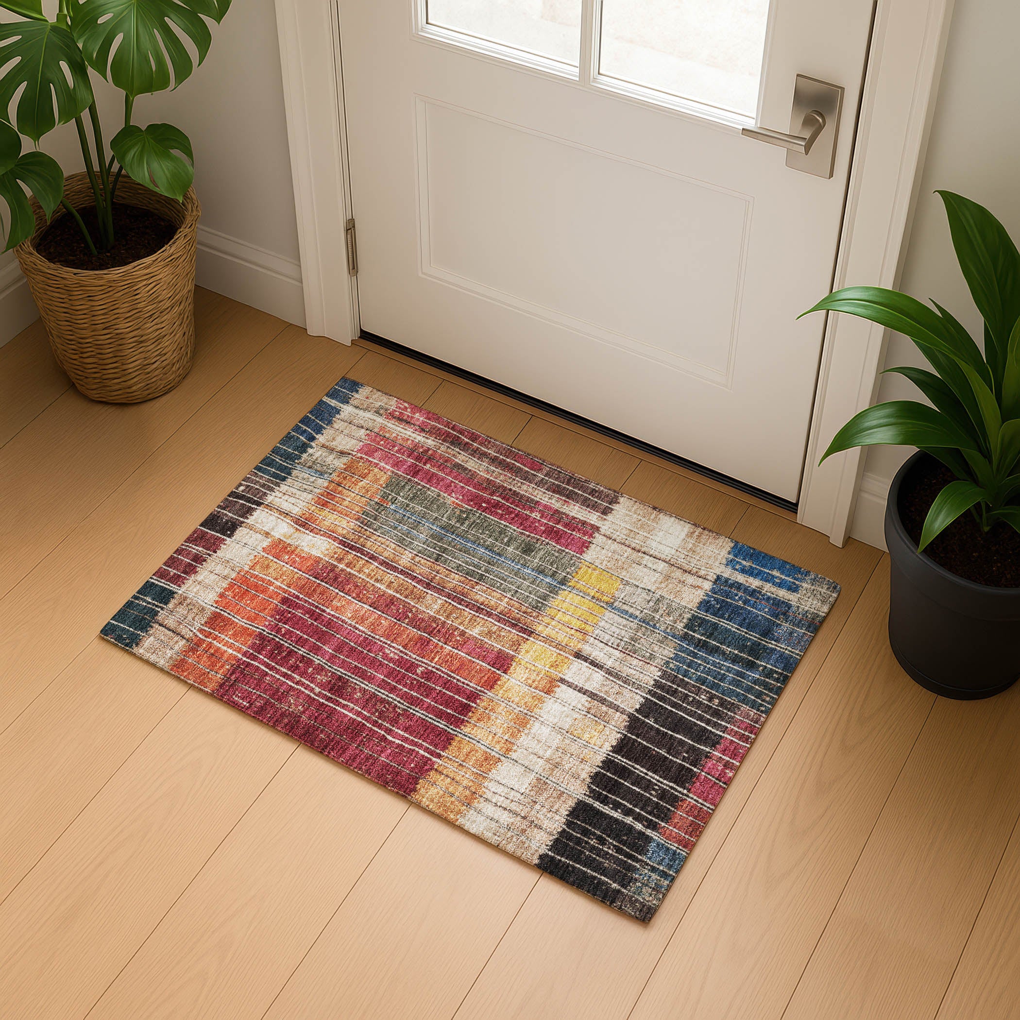 Kotor Machine Washable Transitional Beige Brown Rug 1'8" x 2'6" #shape_Rectangle