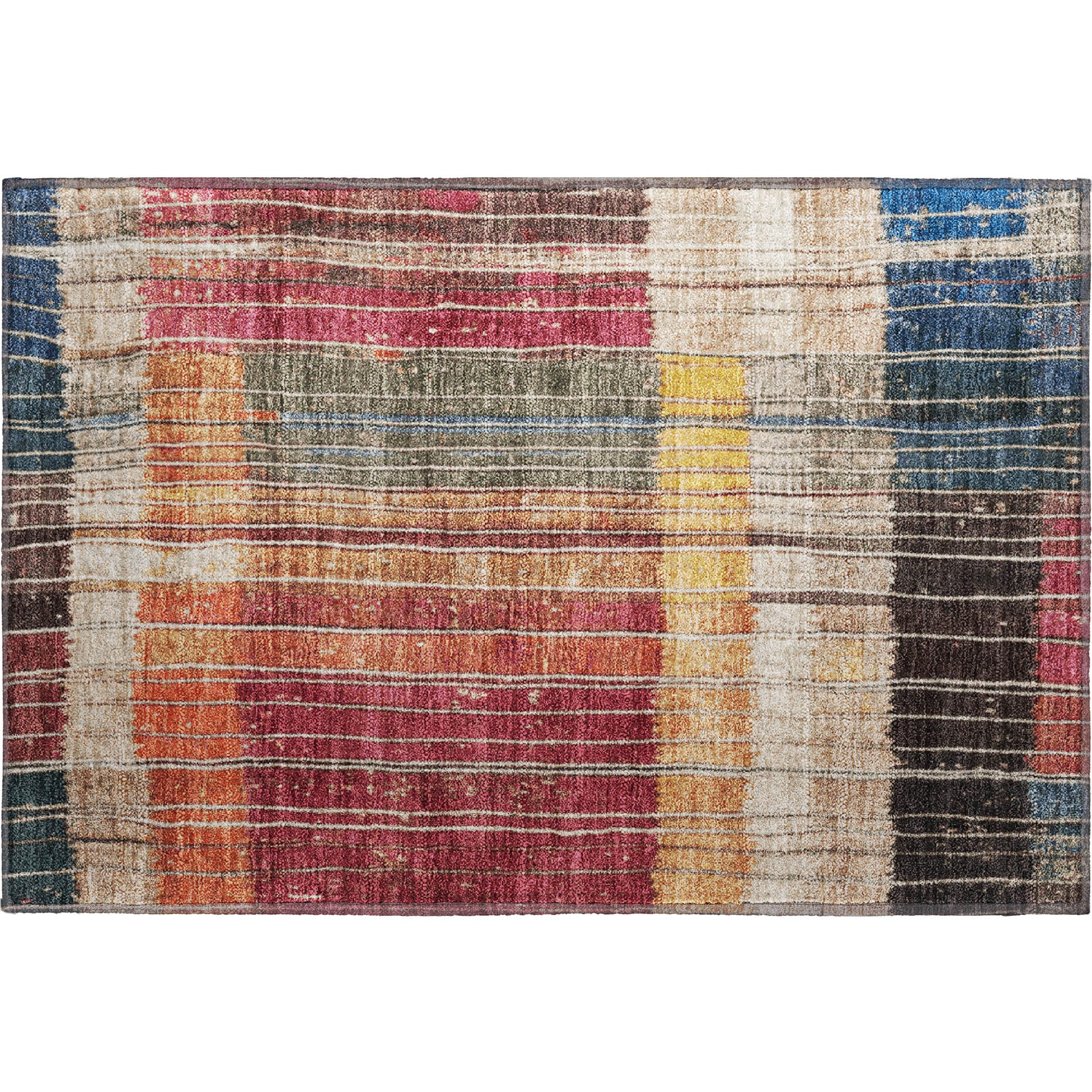 Kotor Machine Washable Transitional Beige Brown Rug 1'8" x 2'6" #shape_Rectangle